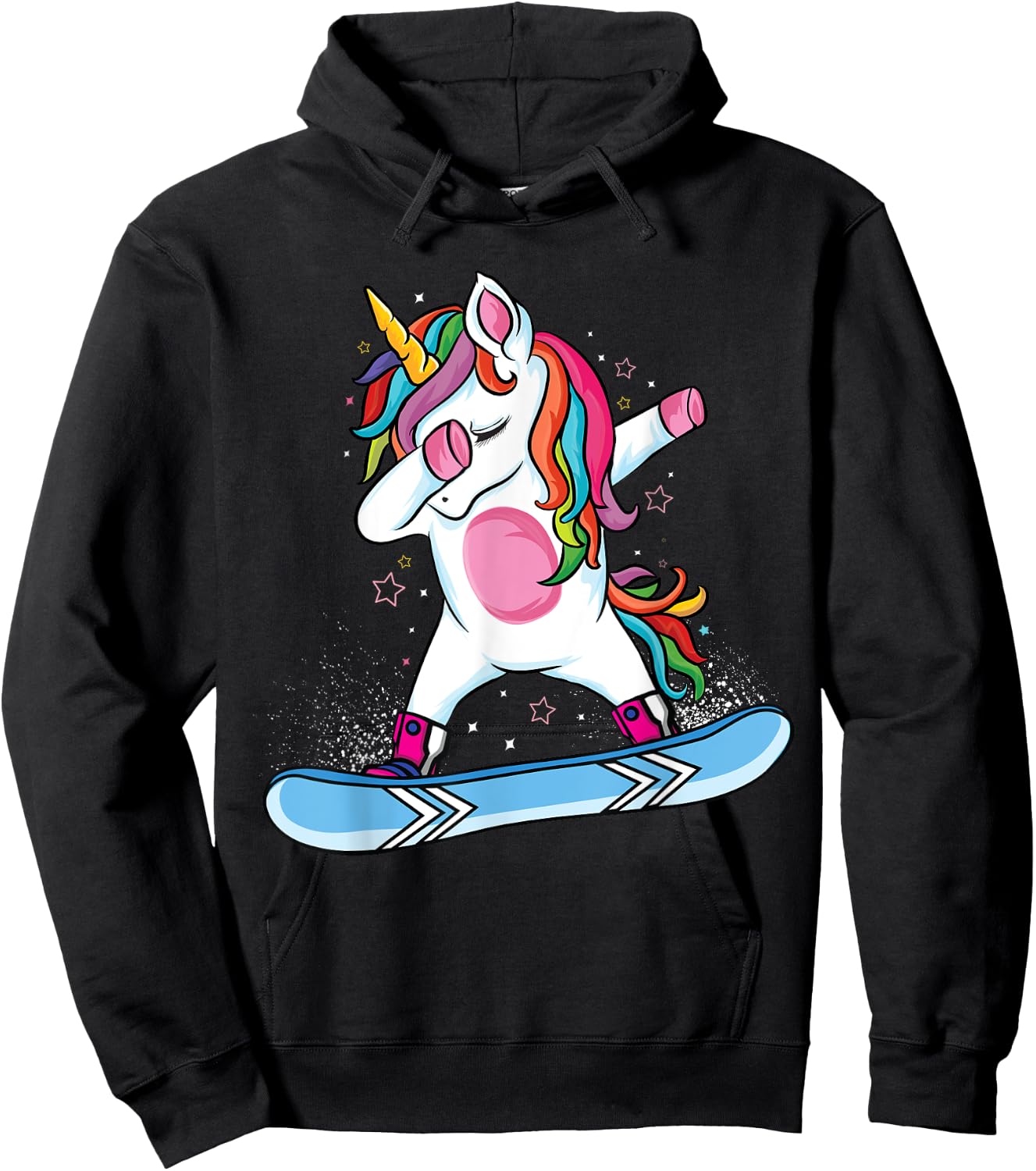 Cute unicorn Snowboarding Skiing Dabbing unicorn Snowboard Hoodie - Hoodie | Black