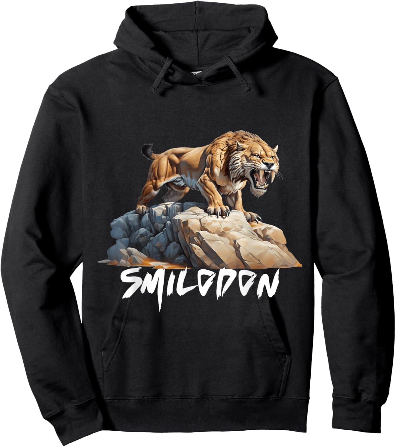 Smilodon Saber-Toothed Cat SaberTooth Tiger Design Hoodie - Hoodie | Black