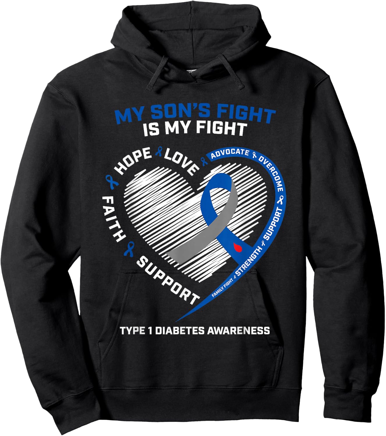 T1D Mom Dad My Son's Fight Type 1 Diabetes Awareness Gifts Hoodie - Hoodie | Black