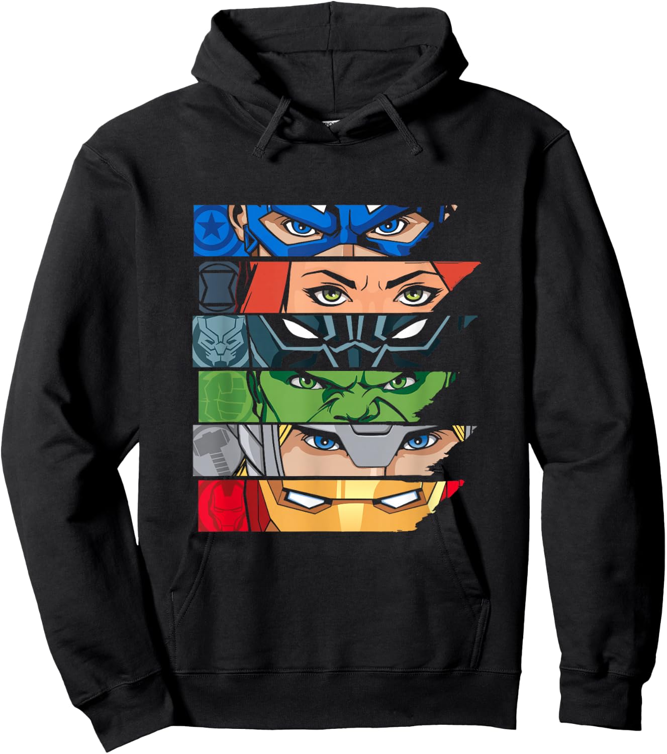 Marvel Avengers Super Hero Eyes Black Hoodie - Hoodie | Black