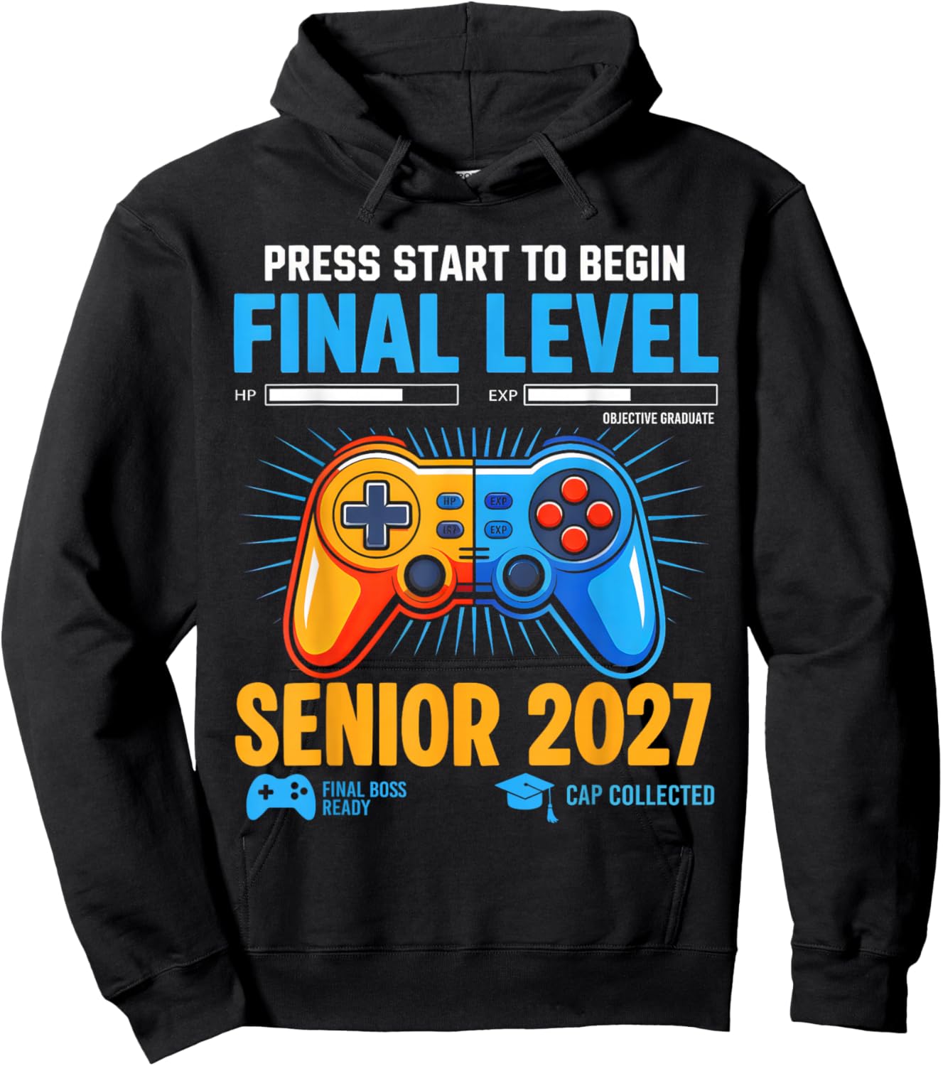 Senior Class of 2027 Back to School Gamer Senior 2027 Boys Hoodie - Hoodie | Black