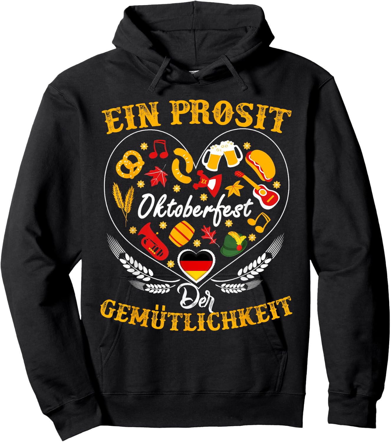 Funny German Oktoberfest "Prosit der Gemuetlichkeit" Gift Hoodie - Hoodie | Black
