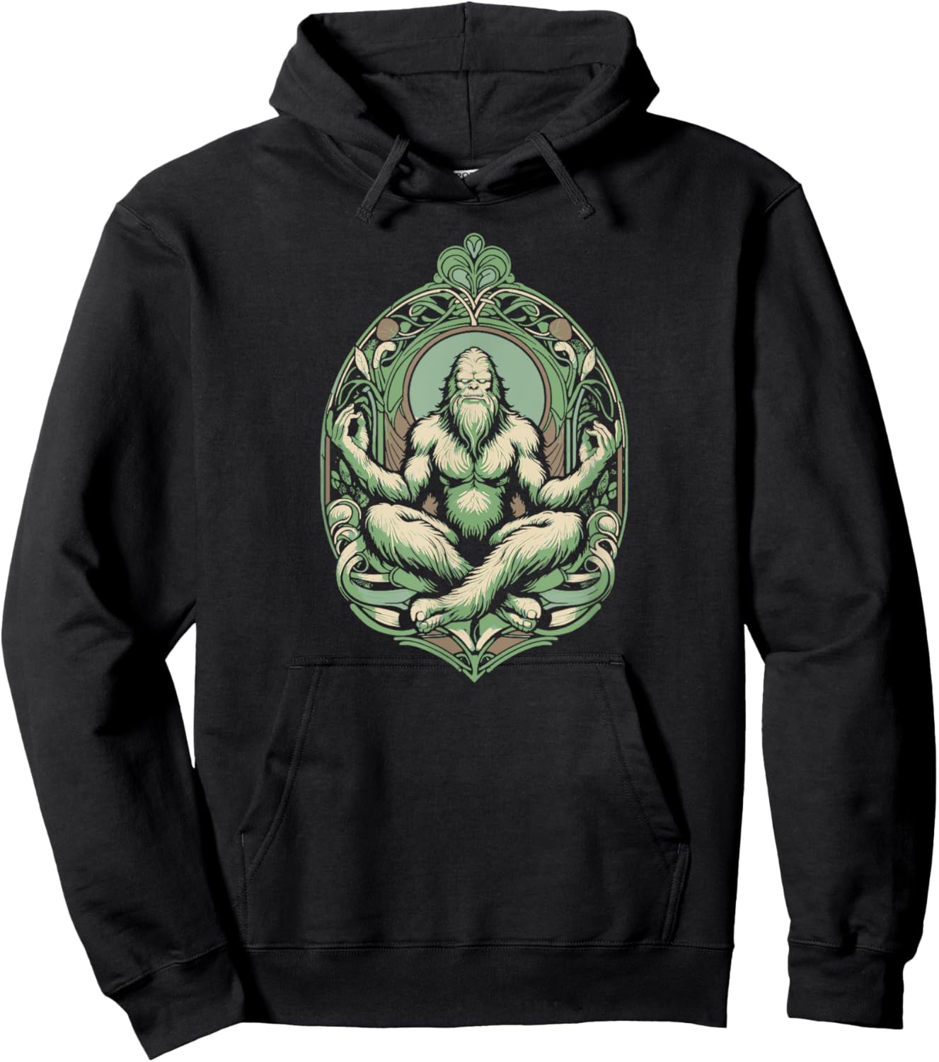 Mindful Sasquatch - Bigfoot Yoga Meditation Hoodie - Hoodie | Black
