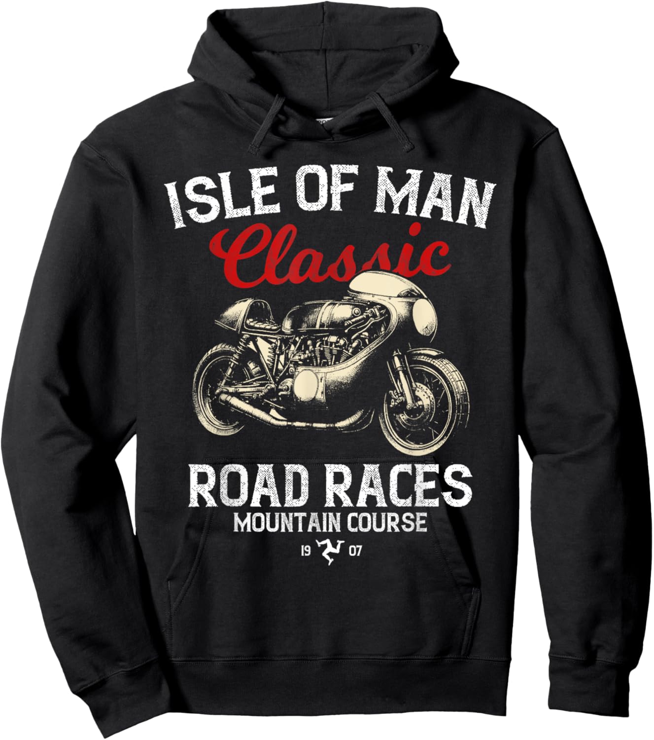 Retro Isle of Man TT Races Vintage Motorcycle Race , Black, S Hoodie - Hoodie | Black