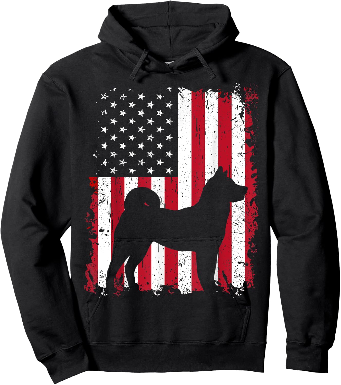Akita 4th of July Patriotic American USA Flag Gift Women Kids Men Hoodie - Hoodie | Black