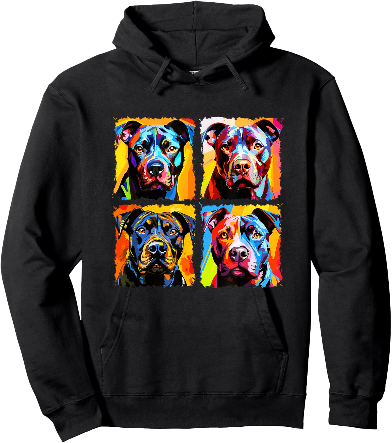 Staffordshire Bull Terrier Pop Art Colorful Drawing Staffie Hoodie - Hoodie | Black