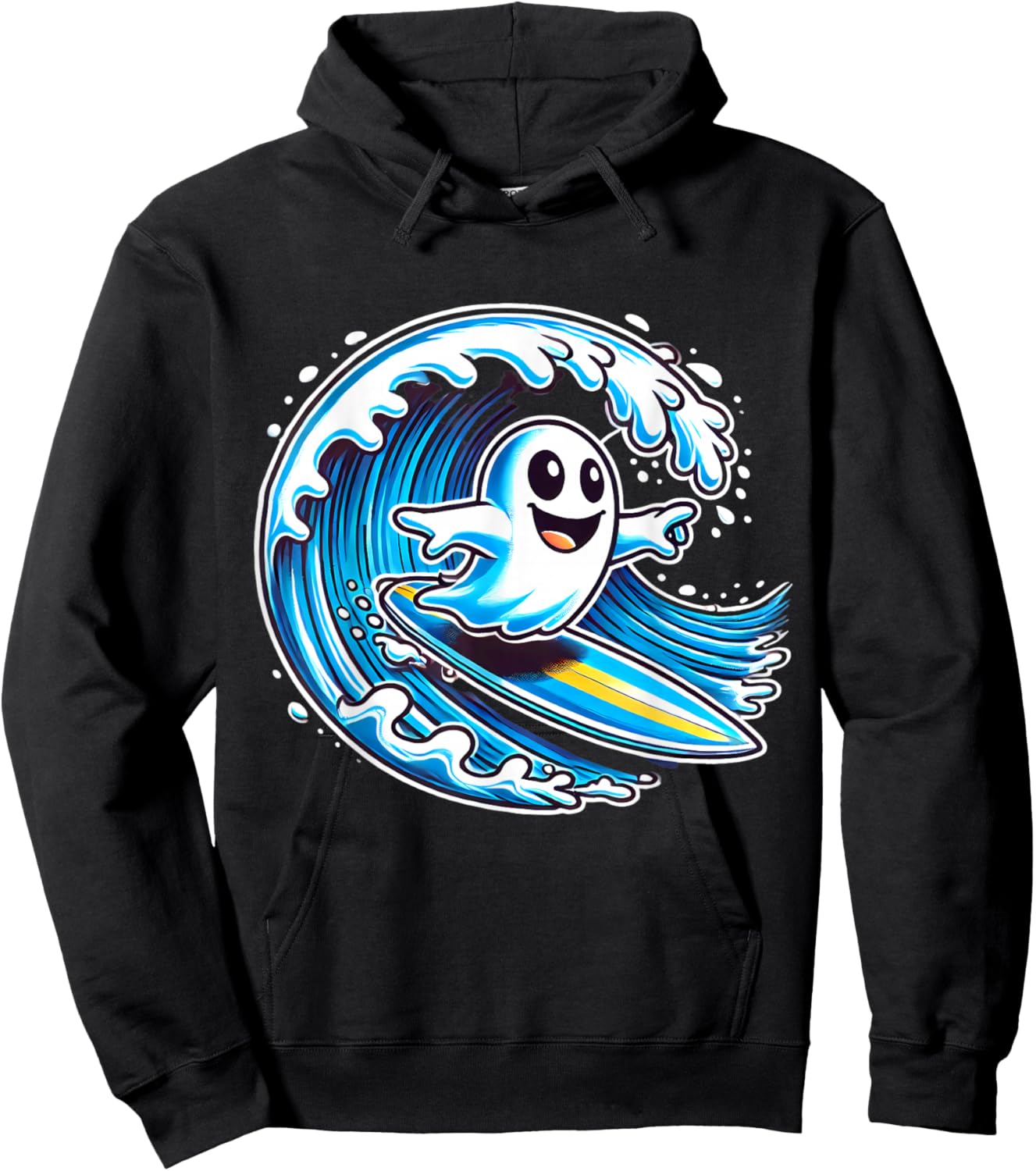 Ghost Surfing Surfer Halloween Men Women Hoodie - Hoodie | Black