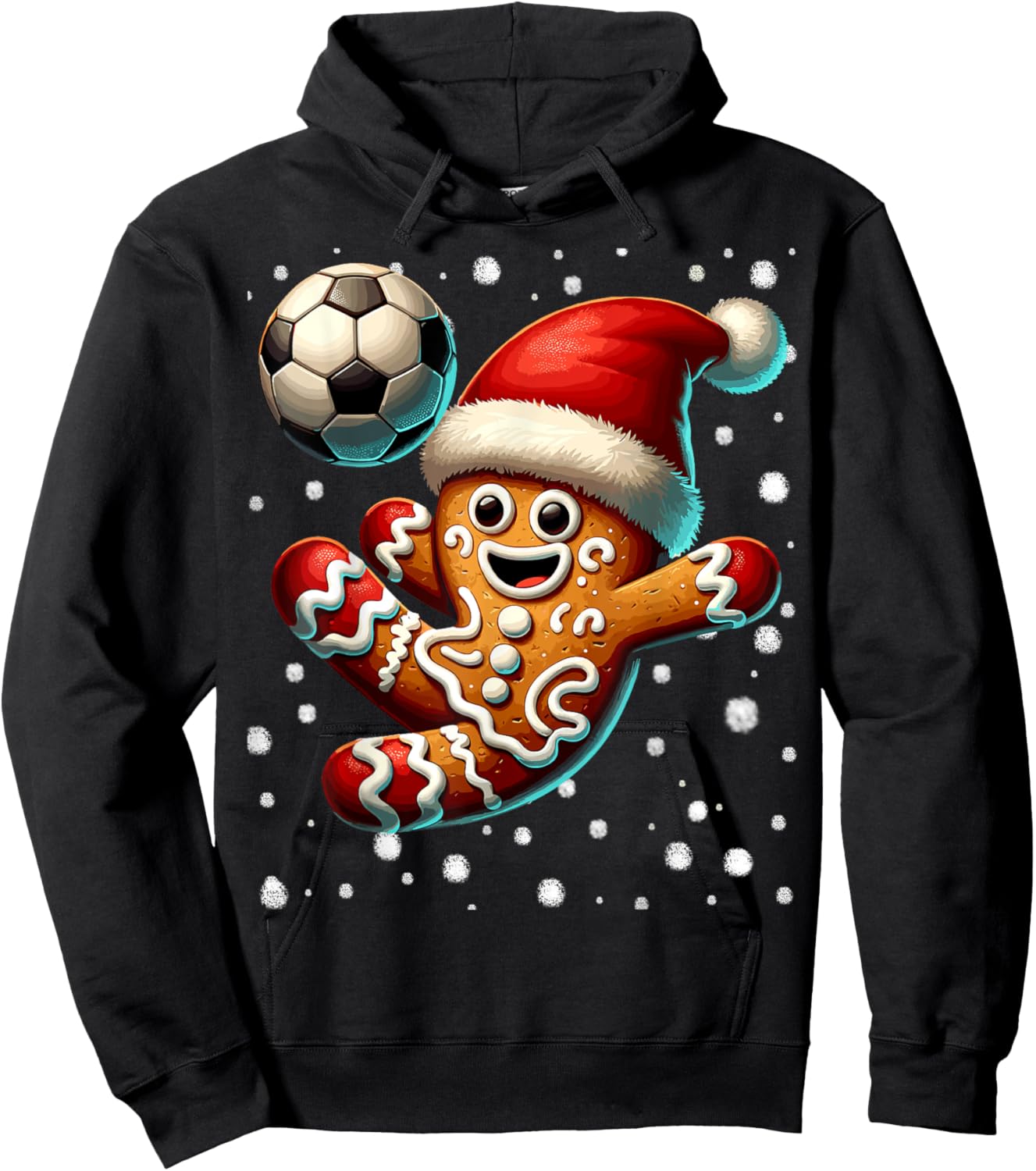 Gingerbread Plays Soccer Bicycle Kick, Cookie Christmas Hoodie - Hoodie | Black