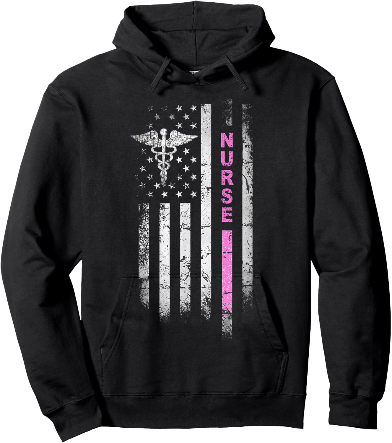 NURSE Squad Vintage Flag I Survived Nursing School RN Team Hoodie - Hoodie | Black