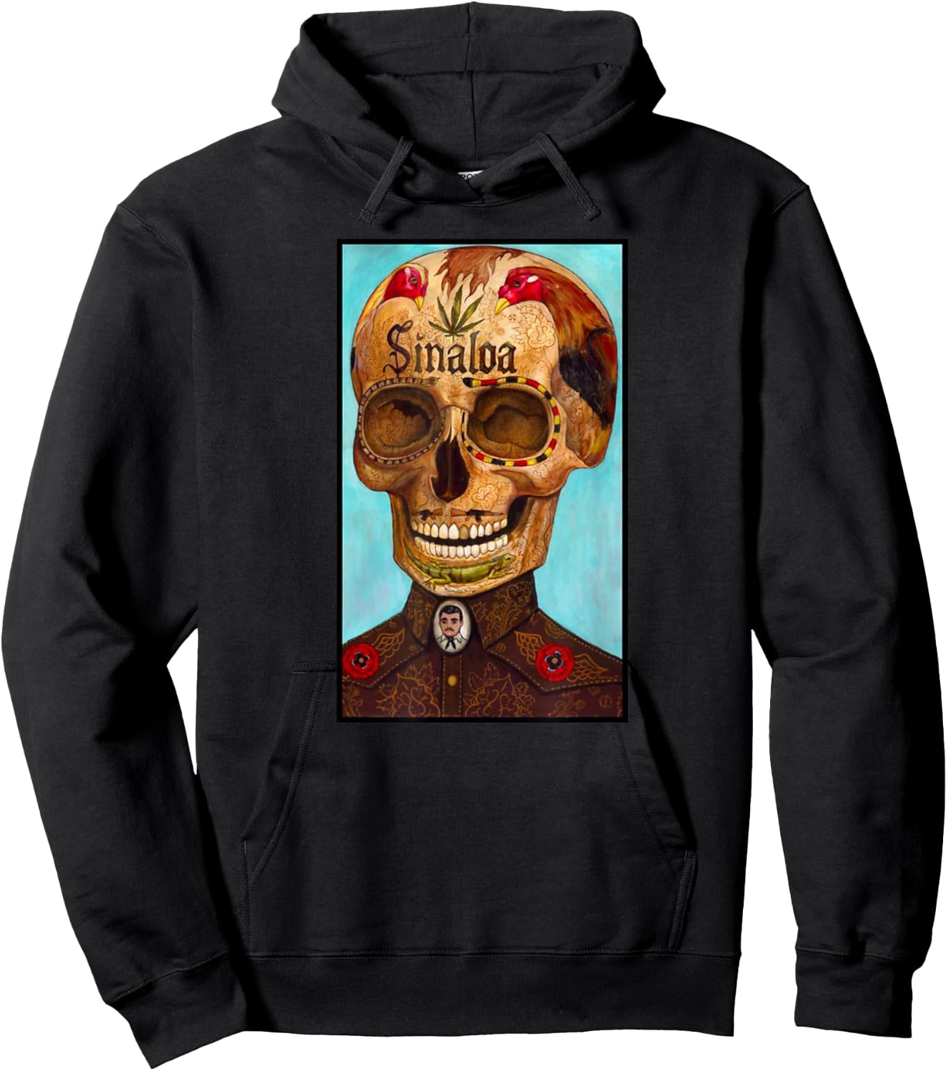 Jesus Malverde Calavera Hoodie - Hoodie | Black