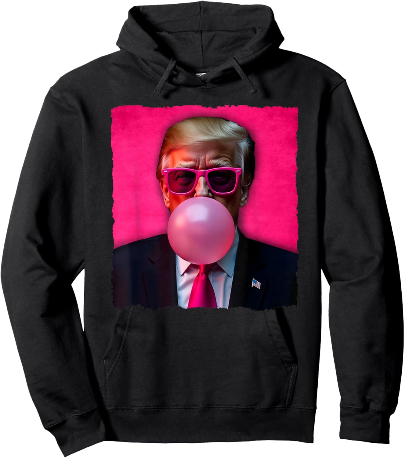 Trump Bubble Gum Pink Sunglasses Funny Hoodie - Hoodie | Black