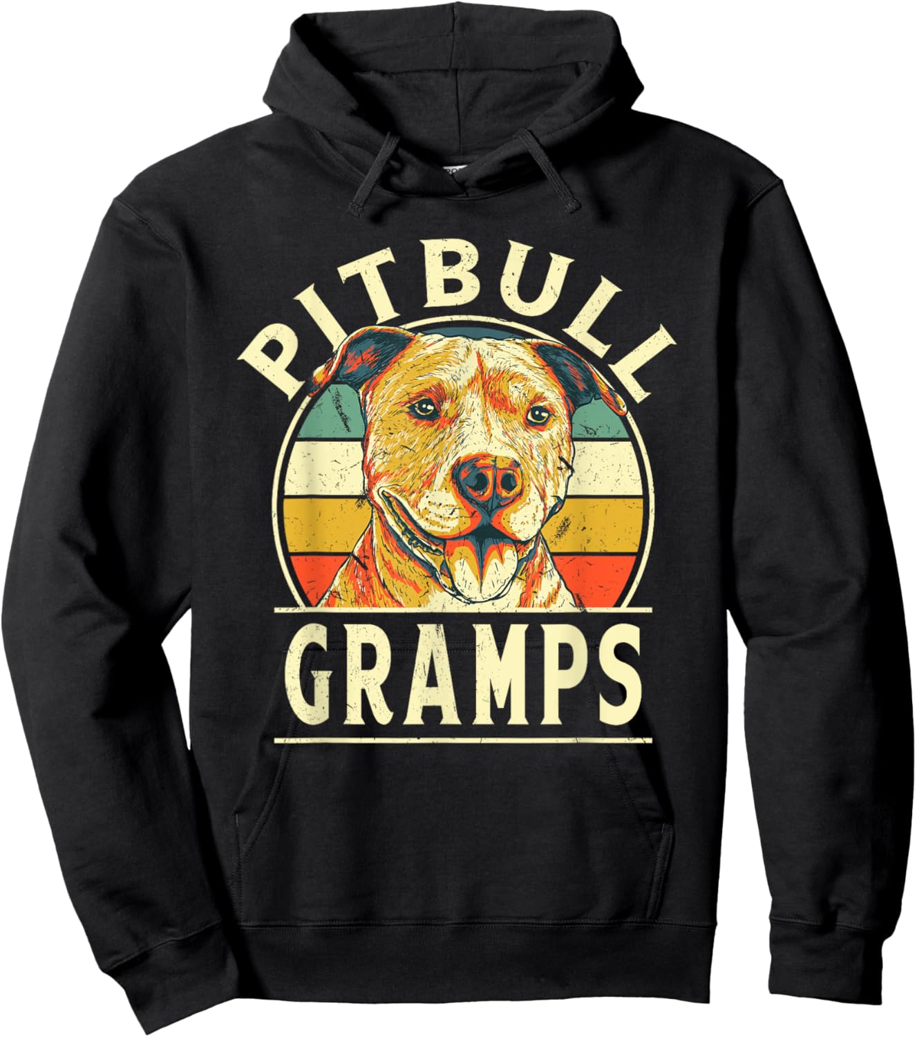 Pitbull Gramps Retro Grandma Vintage Grandmom Dog Breed Hoodie - Hoodie | Black
