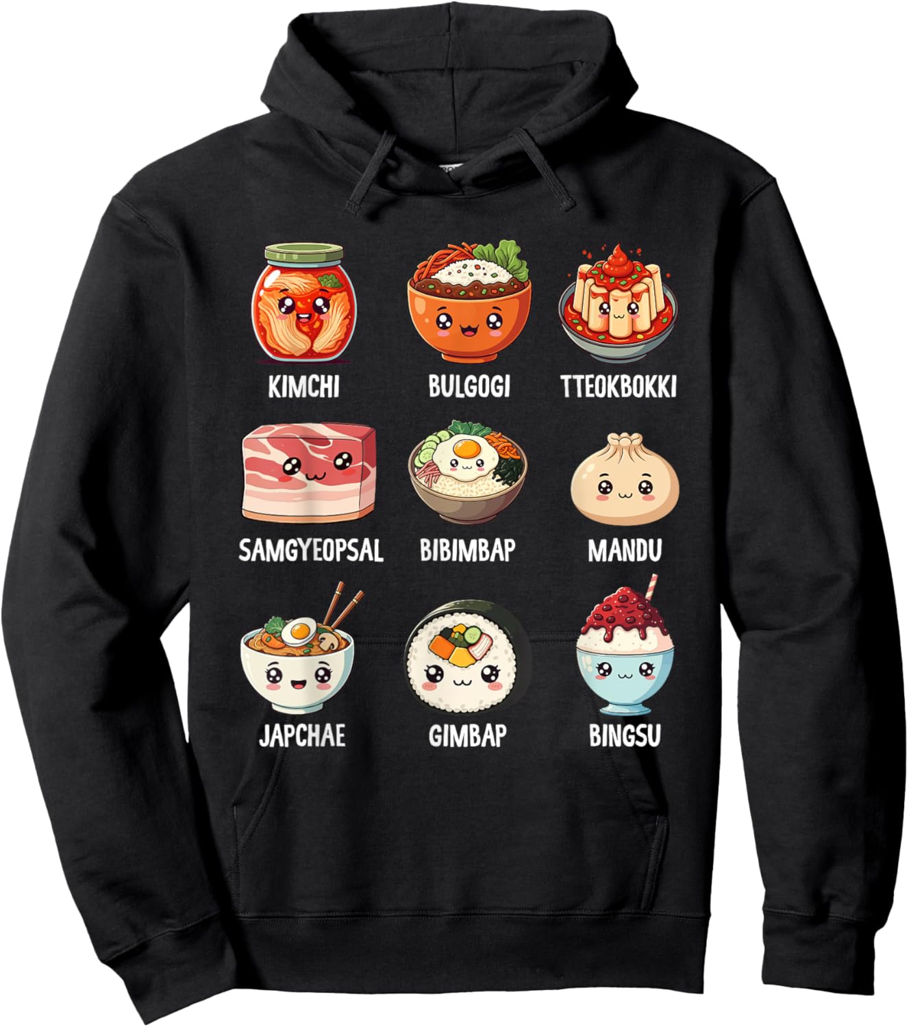 Cute Korean Food Kawaii Design for Food Lovers Hoodie - Hoodie | Black