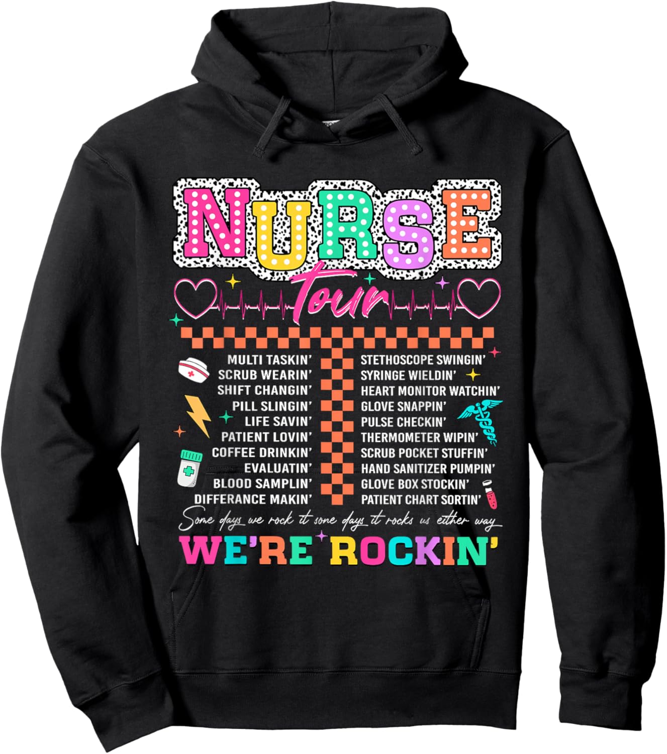 Nurse Tour We're Rockin' Cool Nurse Club RN LPN Medical Hoodie - Hoodie | Black