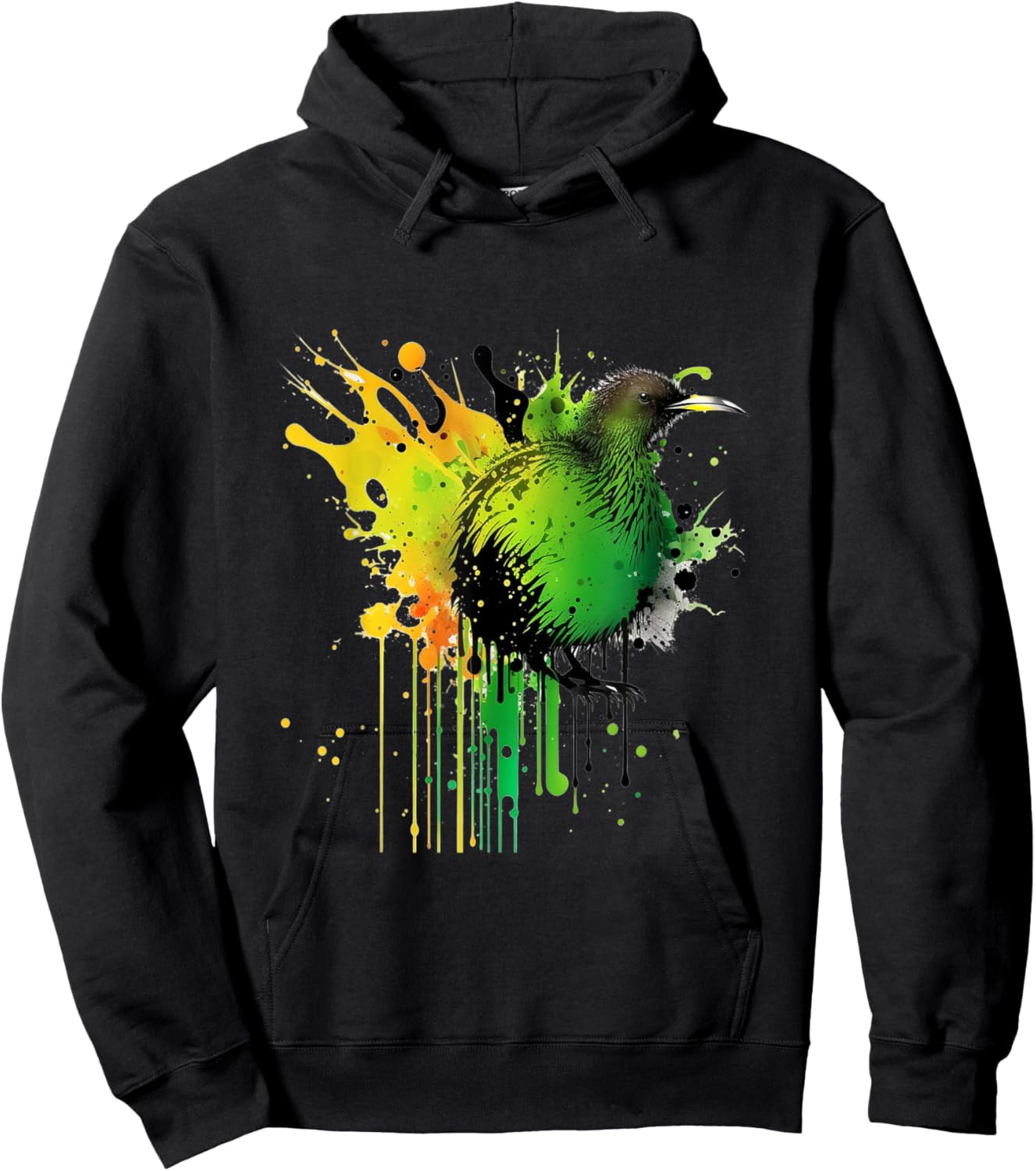 Abstract Water Color New Zealand National Bird Kiwi Bird Hoodie - Hoodie | Black