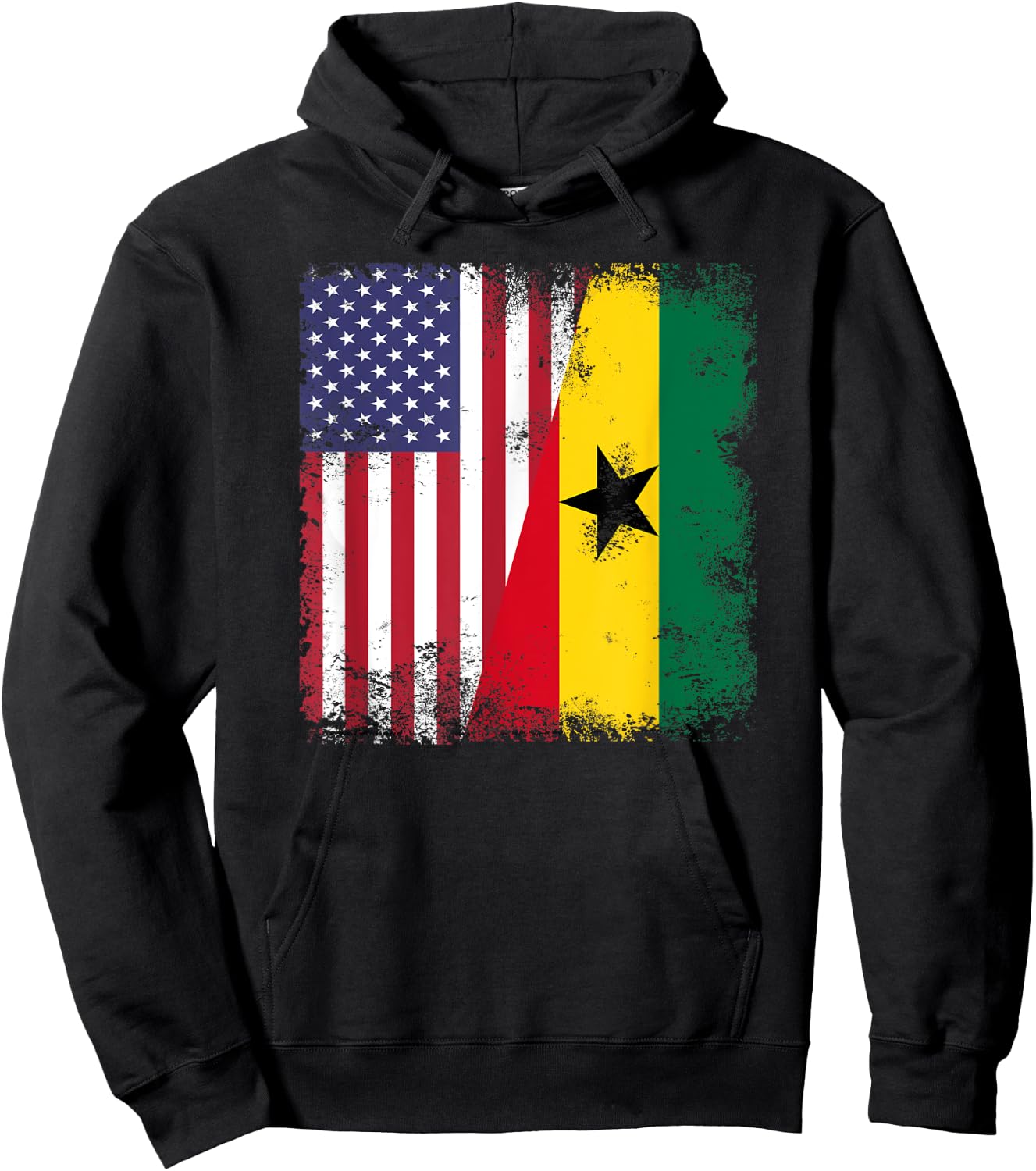 Half Ghanaian Flag | Vintage Ghana USA Gift Hoodie - Hoodie | Black