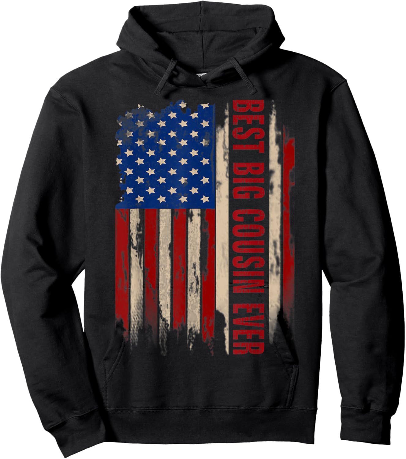 Vintage Best Big Cousin Ever American Flag Father's Day Gift Women Kids Men Hoodie - Hoodie | Black