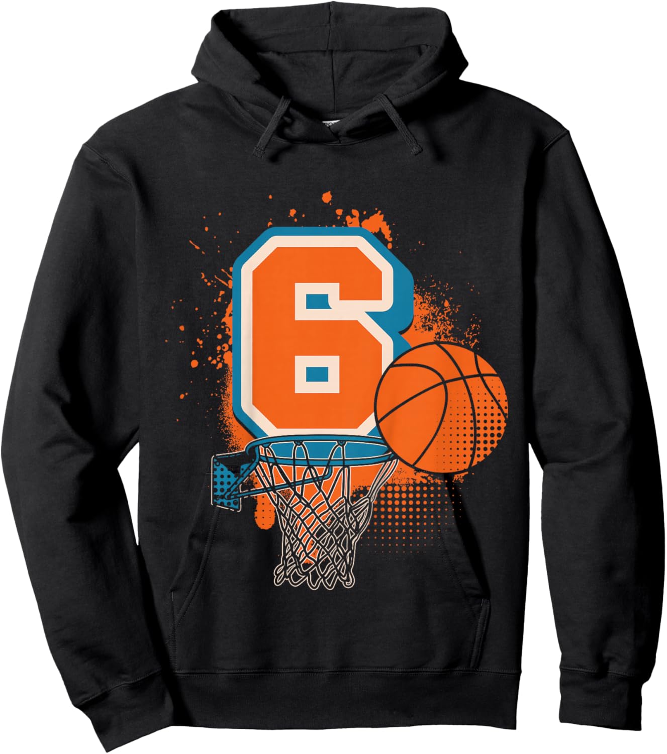 Kids 6th Birthday Boy Basketball Player Basketball 6 Years Old Hoodie - Hoodie | Black