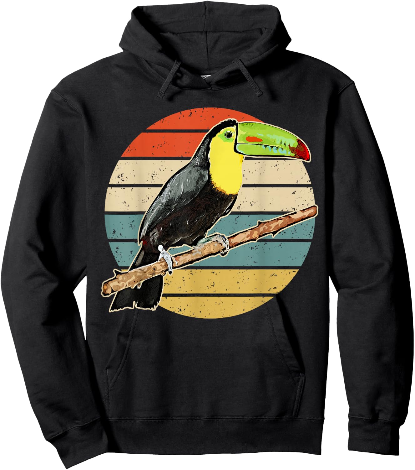 Retro Toucan Vintage Distressed Style Toucan Hoodie - Hoodie | Black