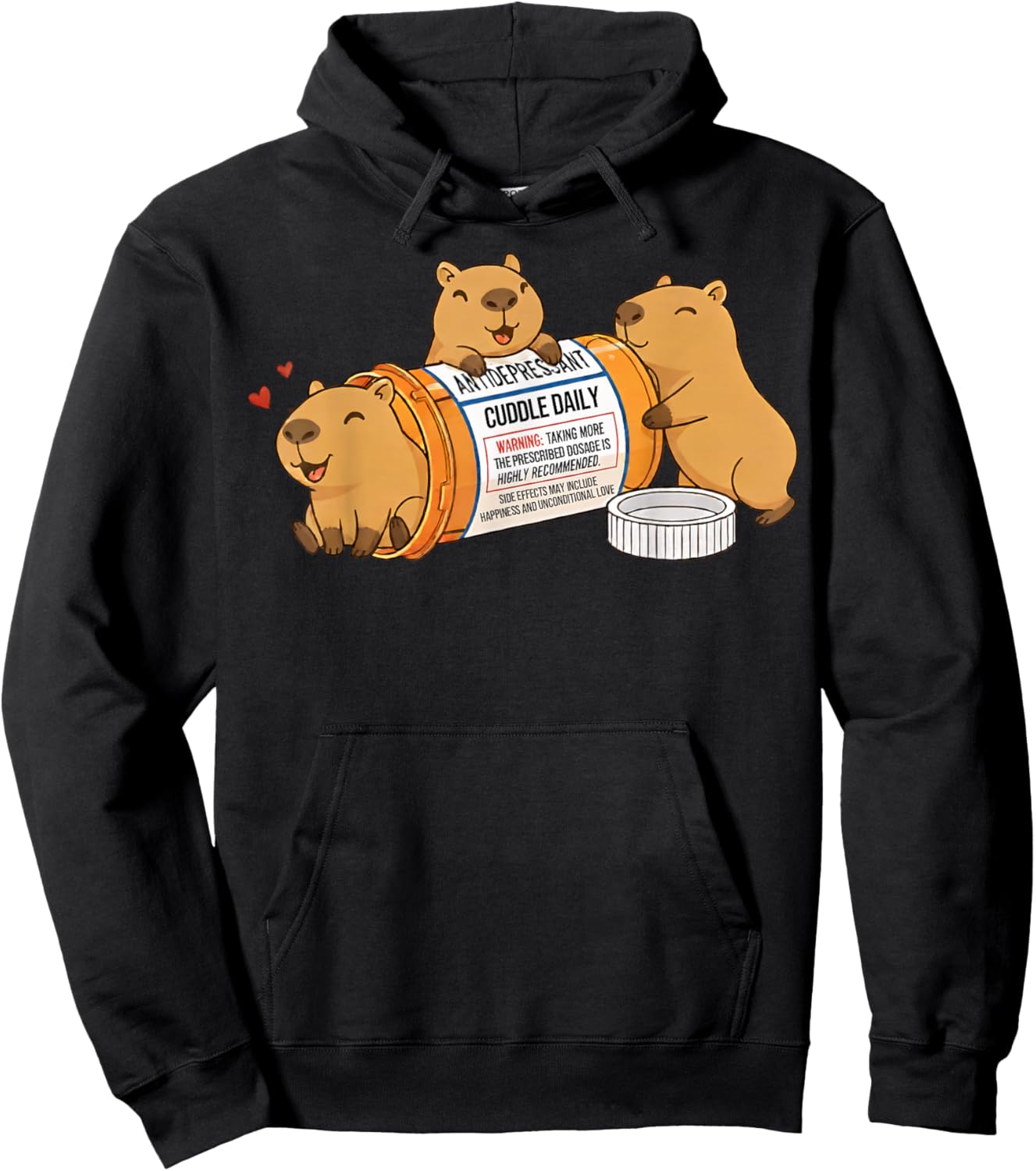 Funny Capybara Anti Depressant Zoo Boys Girls Kids Hoodie - Hoodie | Black