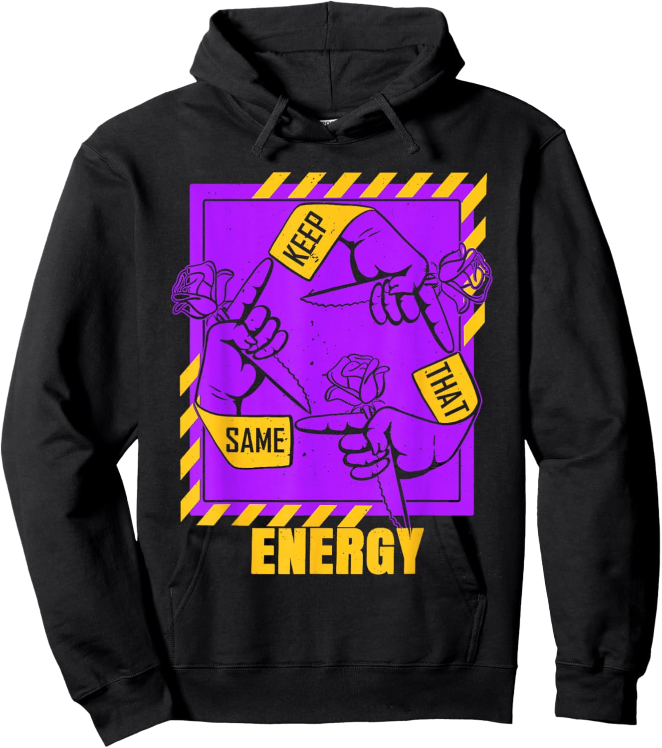 Purple and Golds Keep That Same Energy Graphic Hoodie - Hoodie | Black