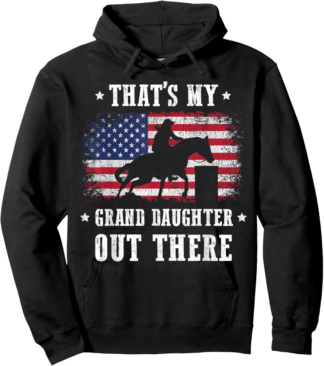 That's My Grand Daughter Out There Barrel Racing Grandma Hoodie - Hoodie | Black