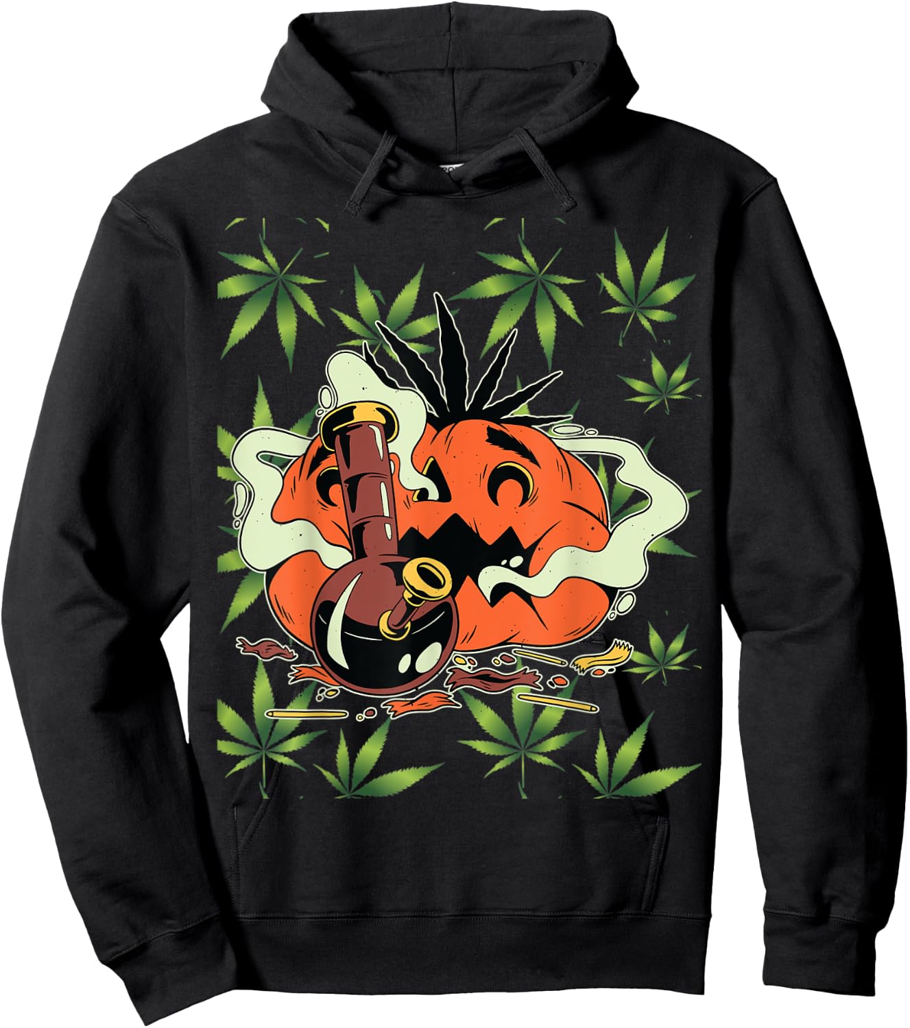 Halloween Marijuana Costumes Accessories Pumpkin Bong Hoodie - Hoodie | Black