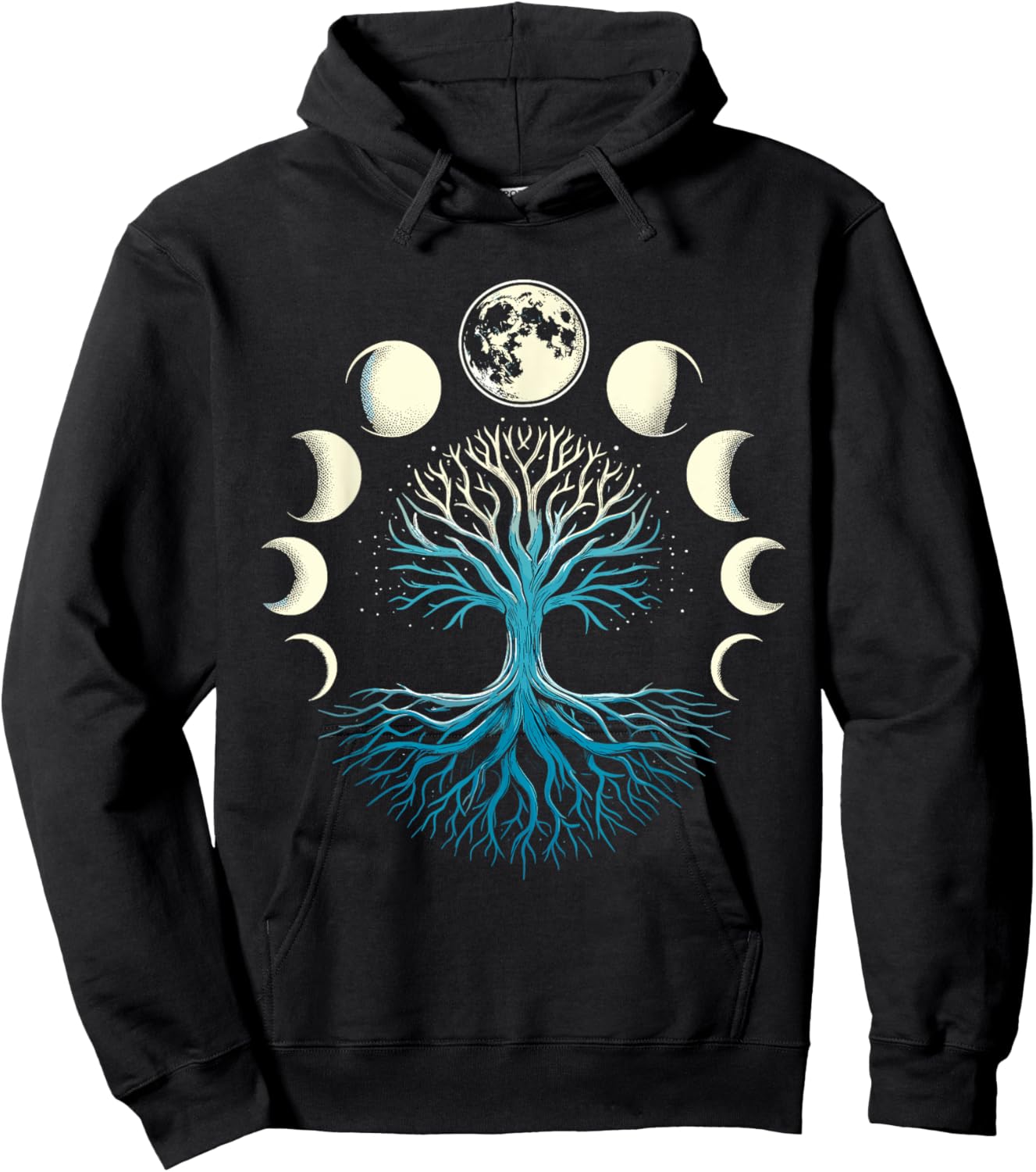 Spiritual Tree Moon Phases Yoga Hoodie - Hoodie | Black
