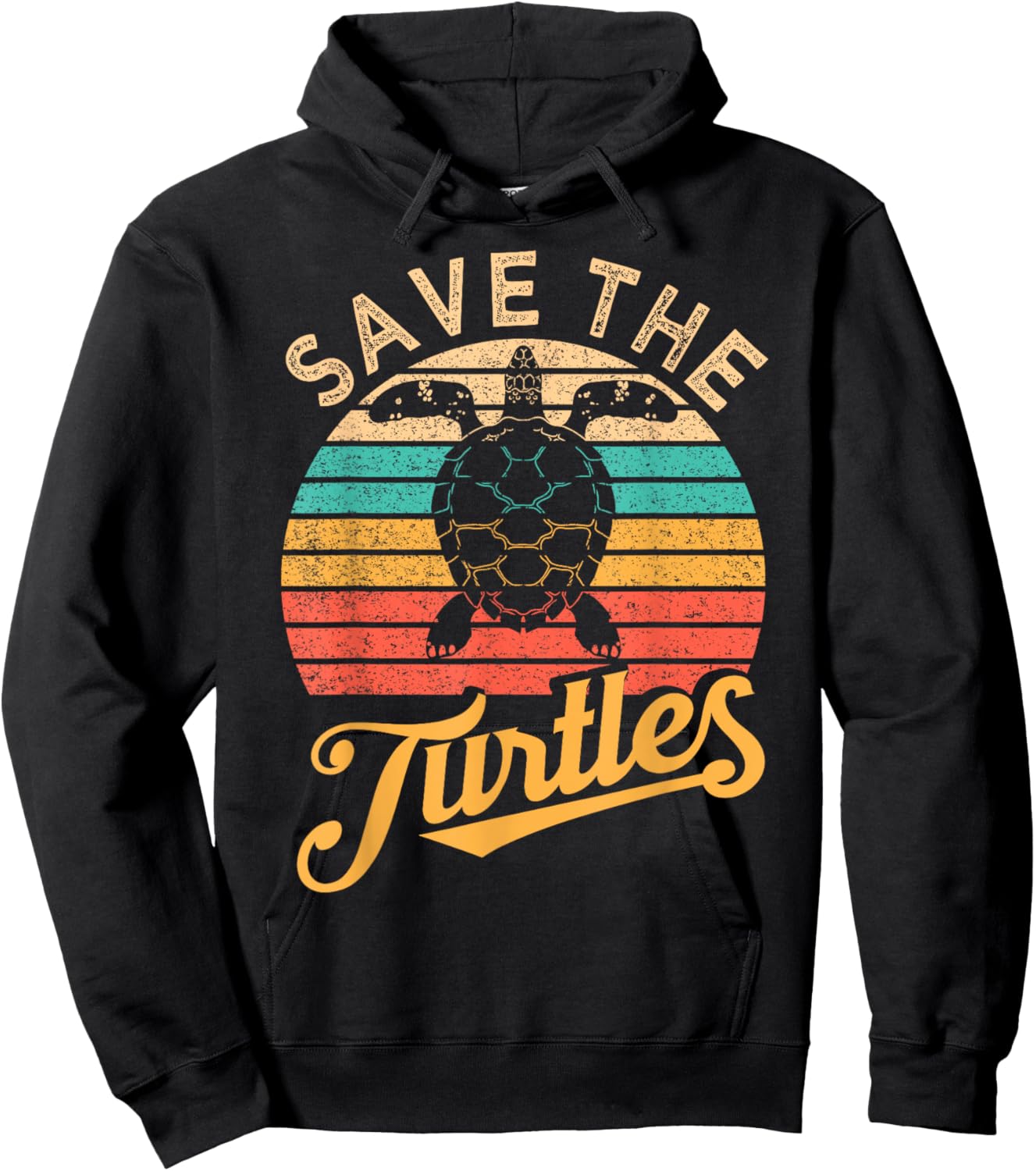 Save The Turtles Animal Rights Sea Turtle Retro Style Gift Hoodie - Hoodie | Black