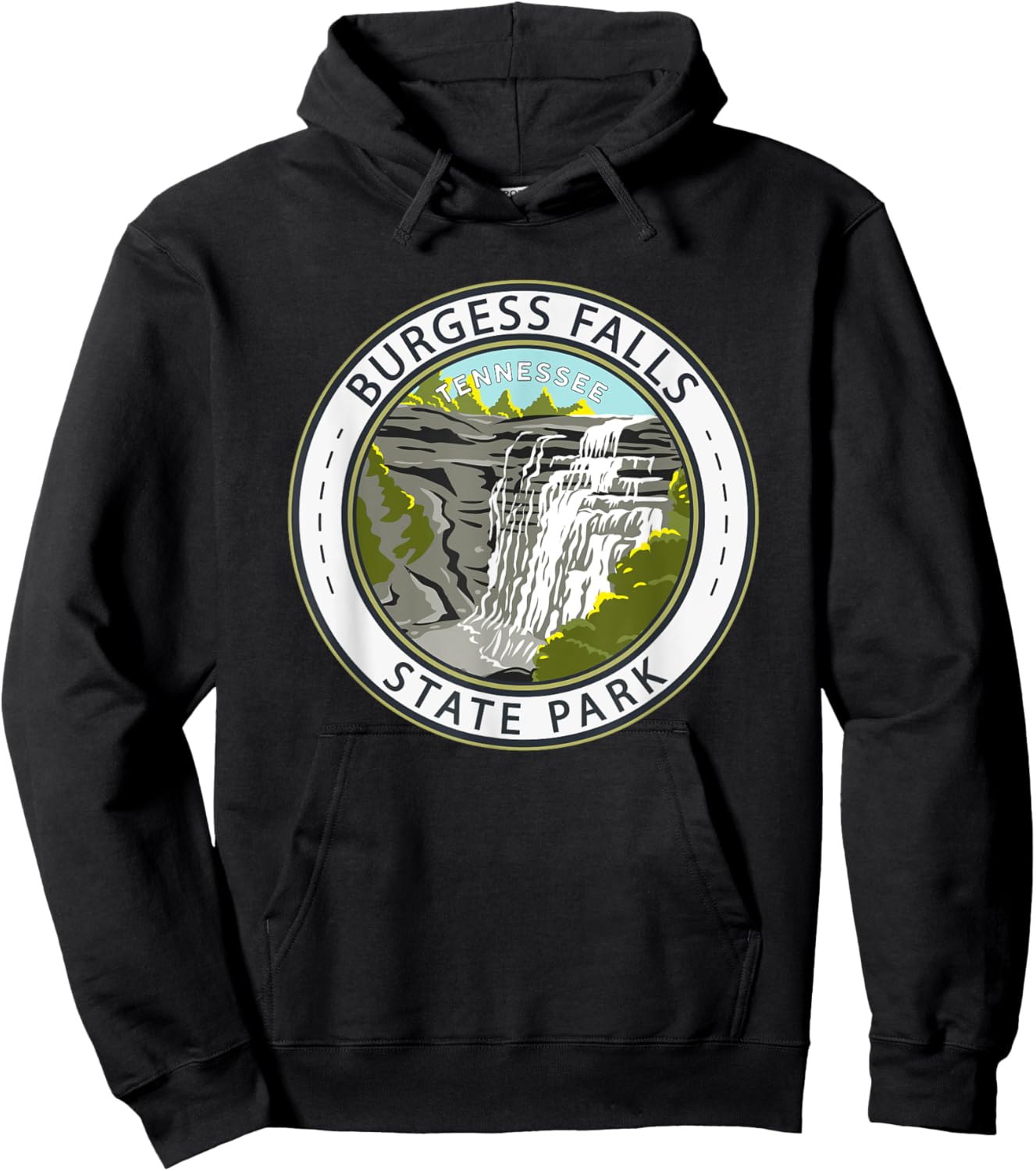 Burgess Falls State Park Tennessee Badge Vintage Hoodie - Hoodie | Black