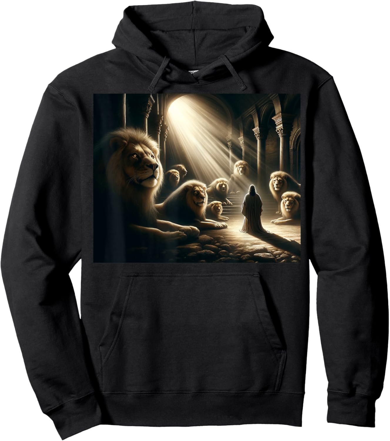 Daniel in the Lion’s Den Christian Faith-Based Apparel Hoodie - Hoodie | Black