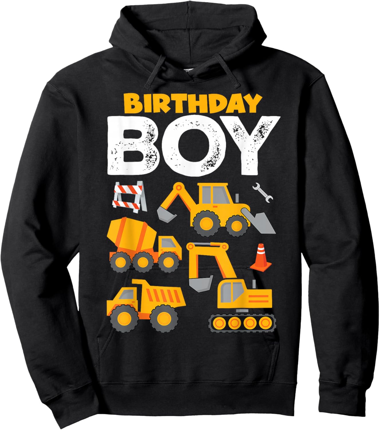 Kids Birthday Boy Construction Birthday Shirt Party Supplies Hoodie - Hoodie | Black