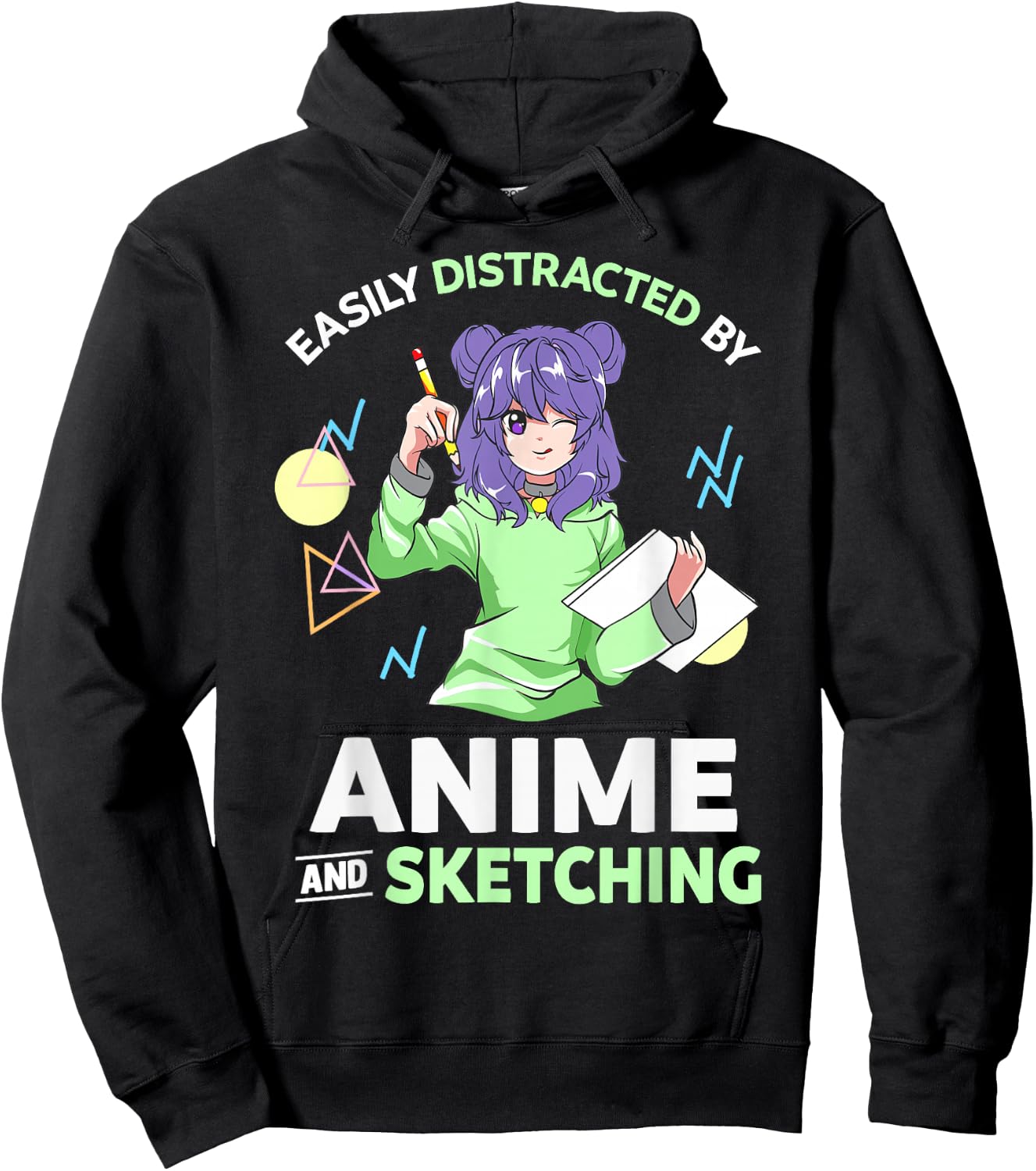 Easily Distracted By Anime and Sketching Anime Hoodie - Hoodie | Black