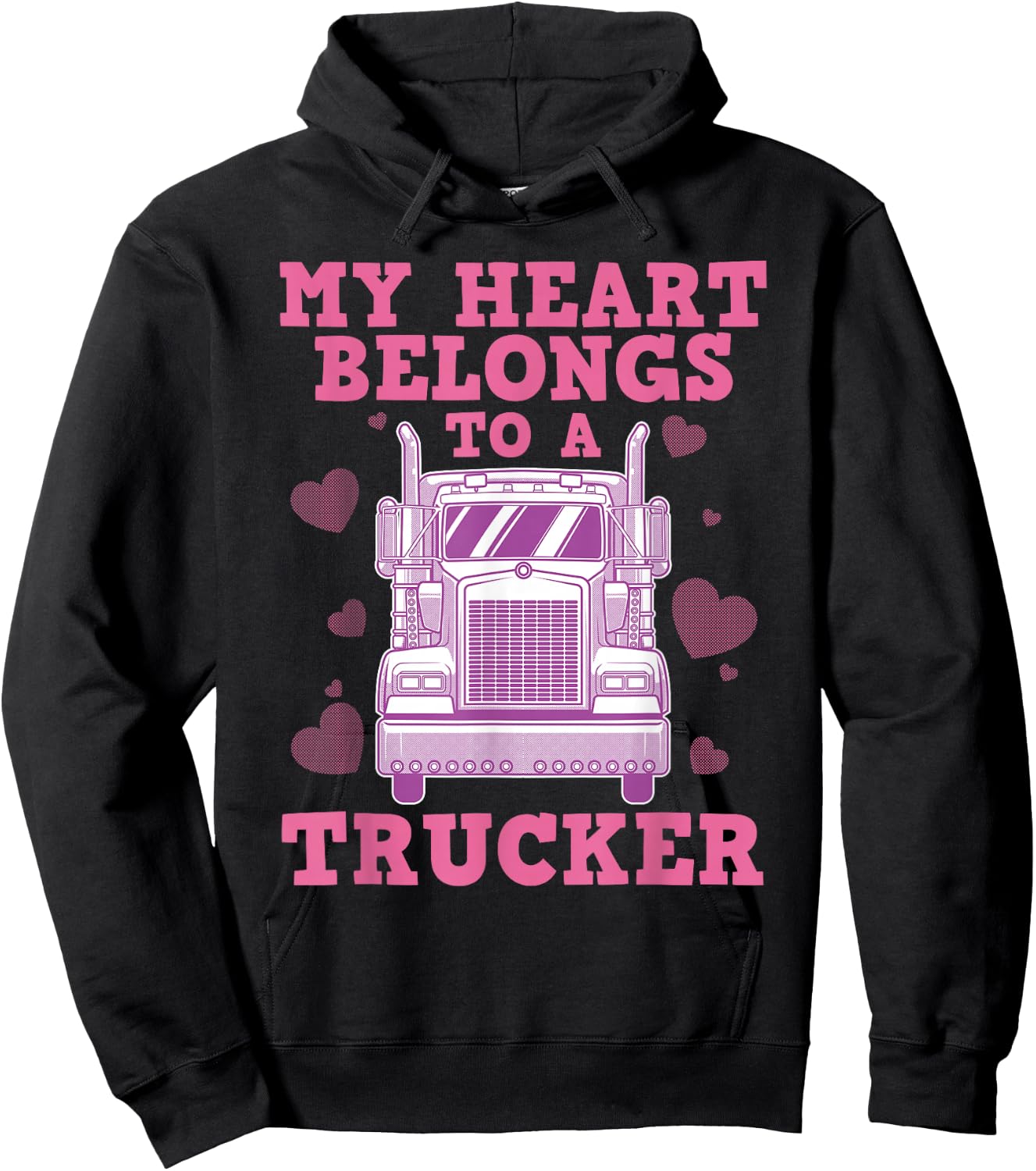 Cool Truckers Wife Gift Funny Truck Driver Girl Hoodie - Hoodie | Black