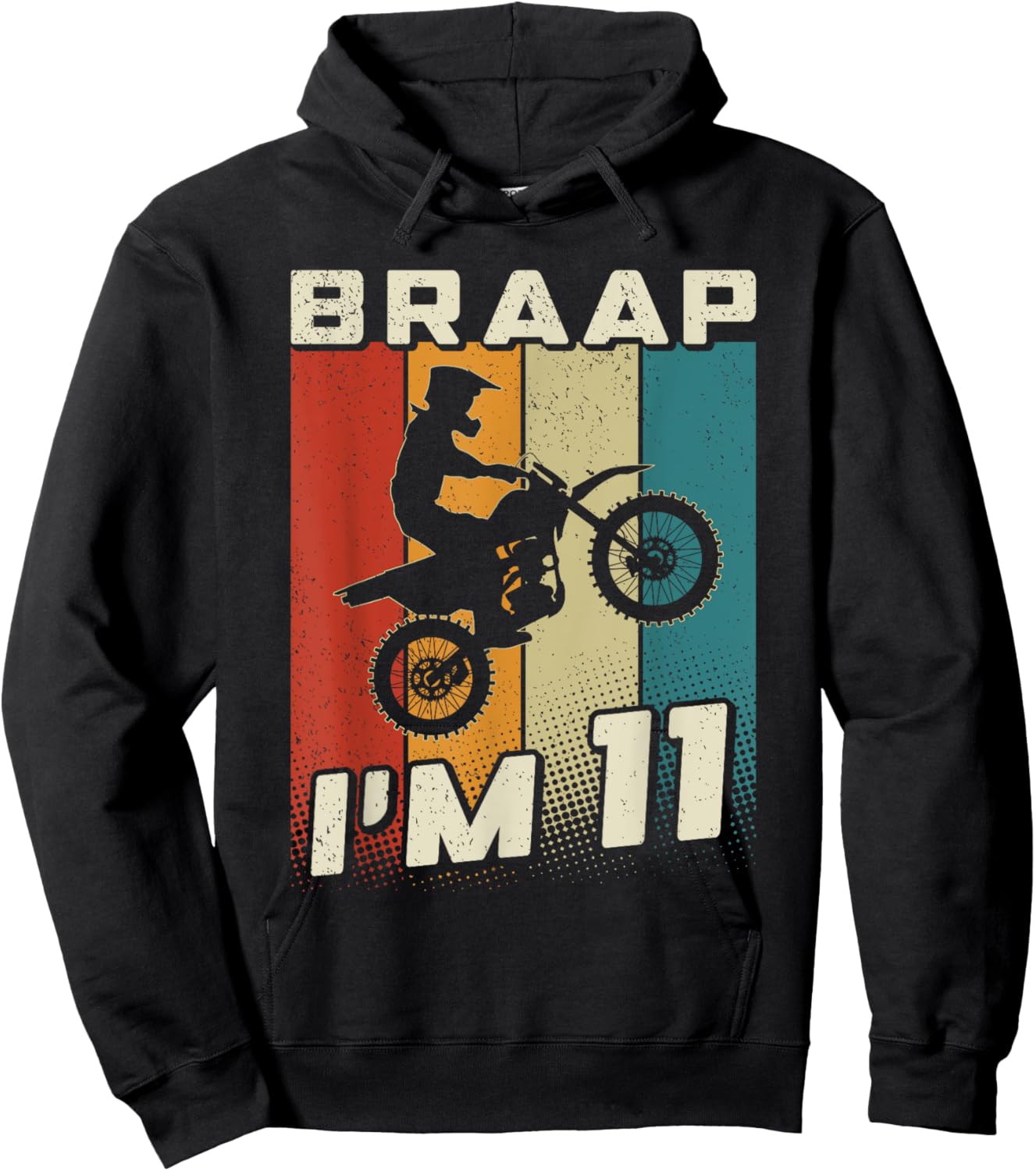 Braap I'm 11 Dirt Bike 11 MX 11th Birthday Motocross Hoodie - Hoodie | Black