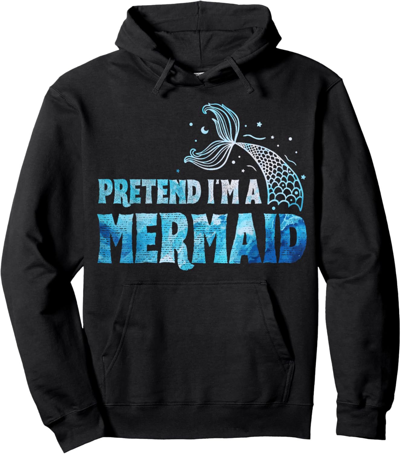 Pretend I'm A Mermaid Lazy Funny Mermaid Halloween Costume Hoodie - Hoodie | Black