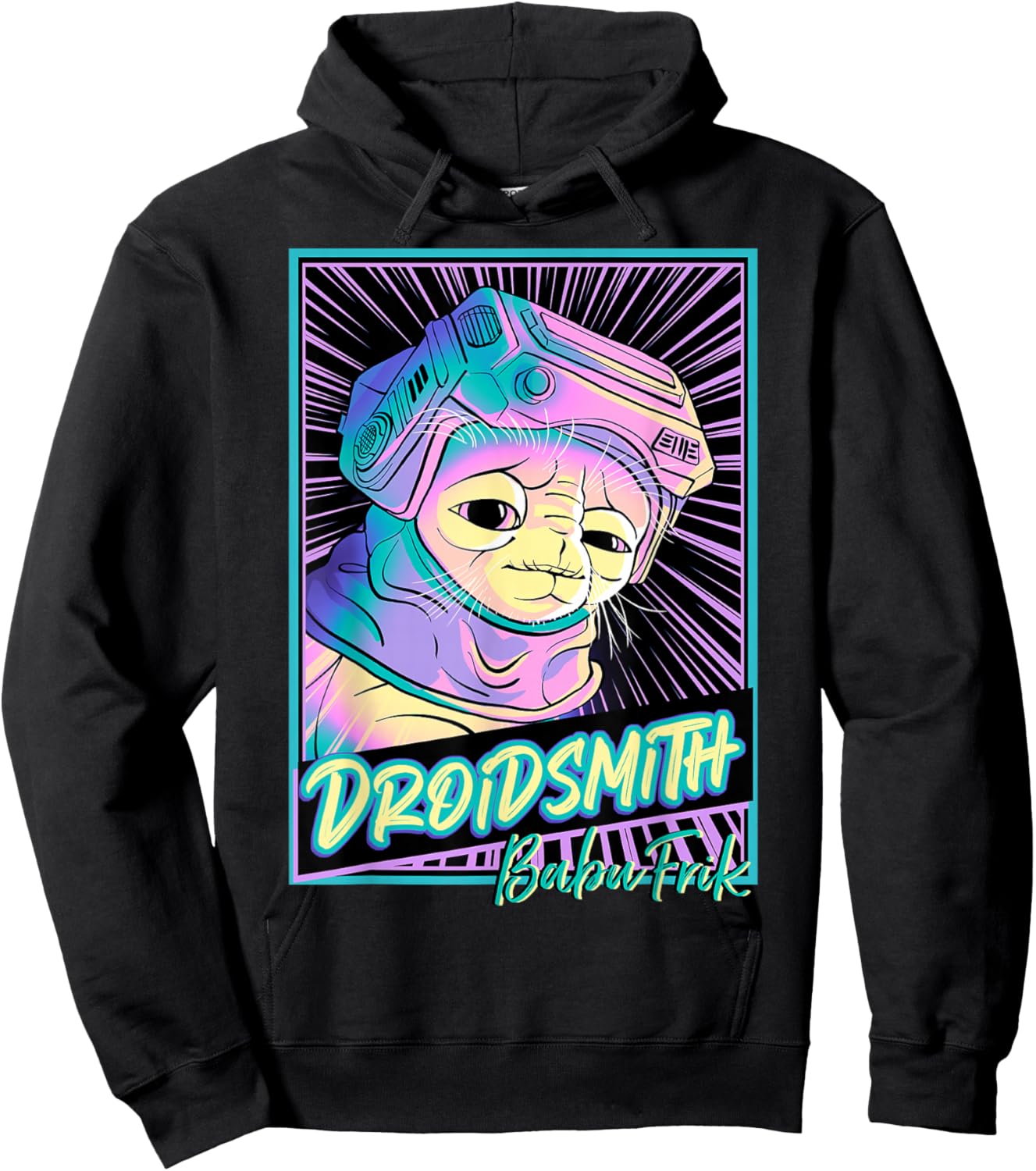 Star Wars: The Rise Of Skywalker Babu Frik Neon Poster Hoodie - Hoodie | Black