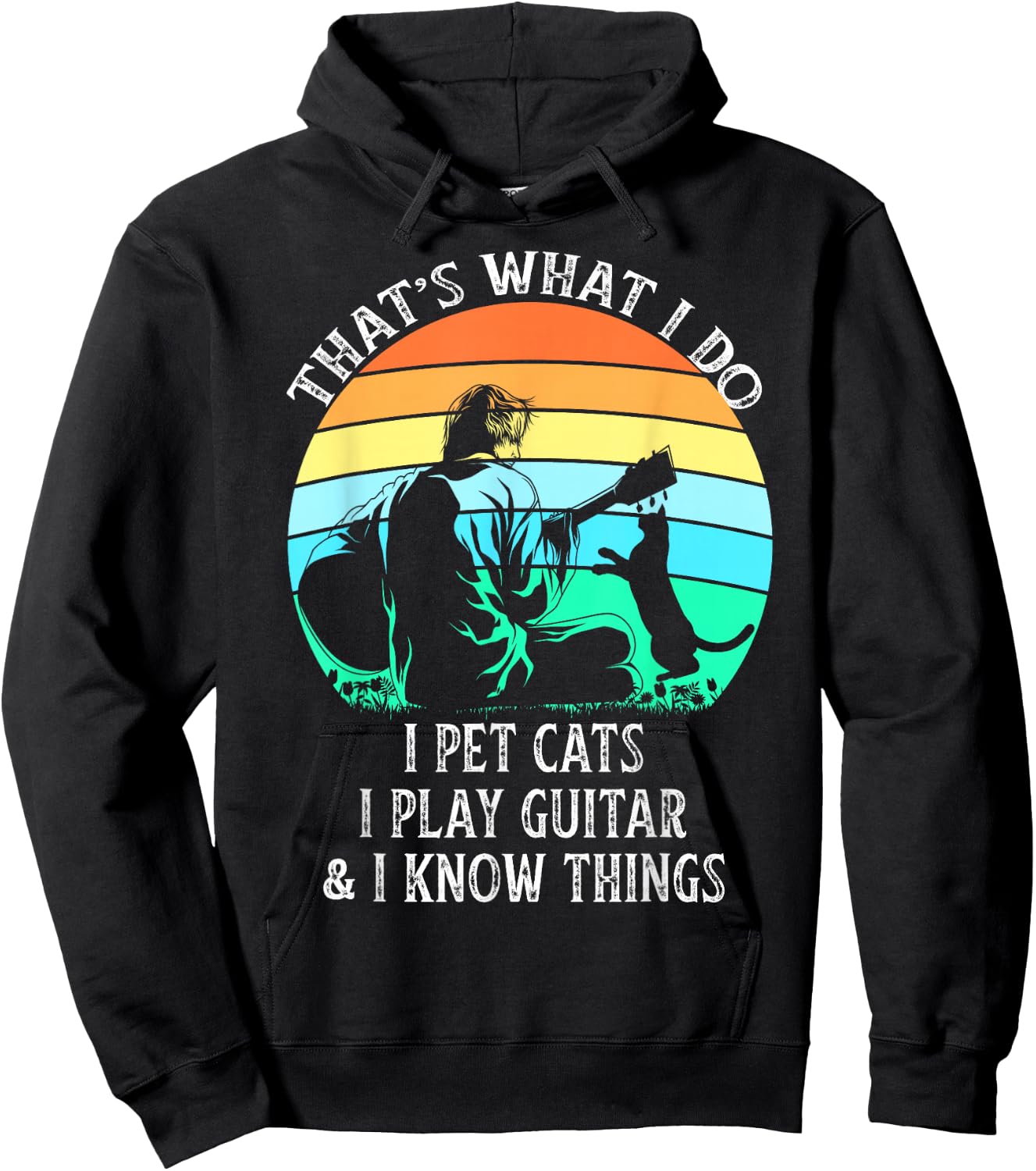 That's What I Do I Pet Cats Play Guitars Men Cat and Guitar Hoodie - Hoodie | Black