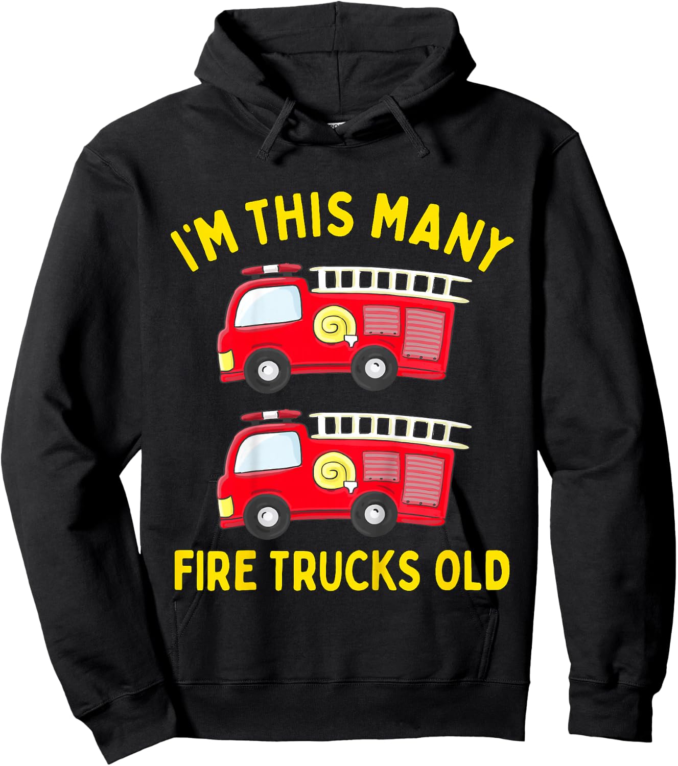 Kids Fire Truck 2nd Birthday Boy Toddler Firefighter 2 Two Hoodie - Hoodie | Black