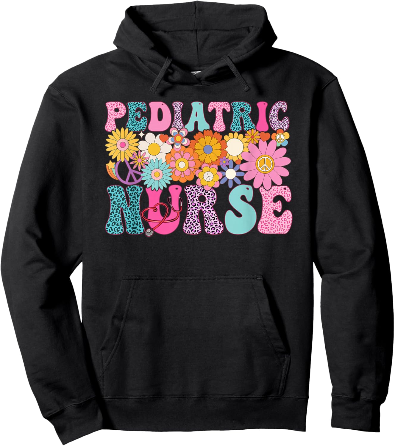 Pediatric Nurse Week Groovy Appreciation Day Hoodie - Hoodie | Black