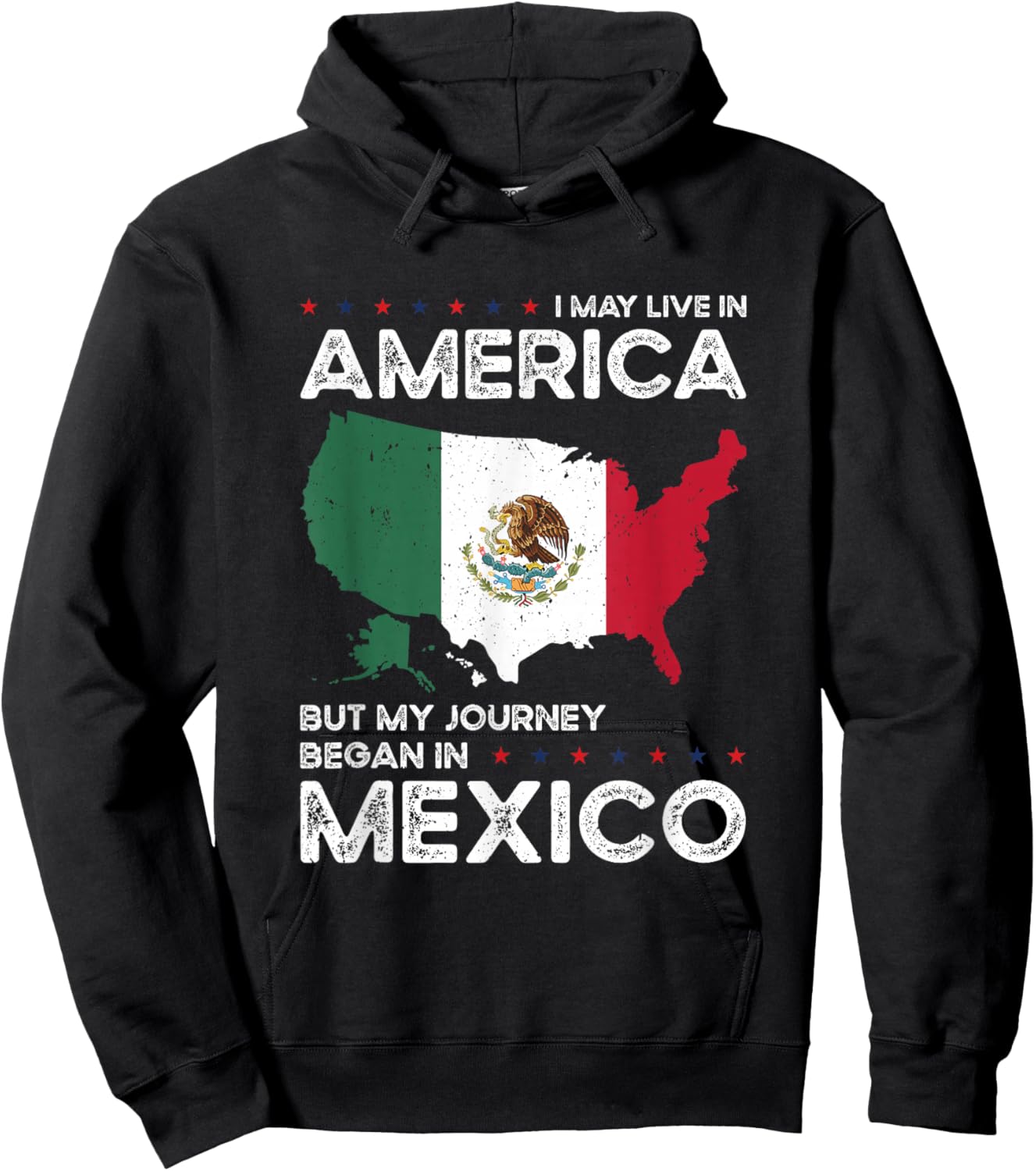 Mexican American Patriot USA Grown Mexico US Flag Hoodie - Hoodie | Black