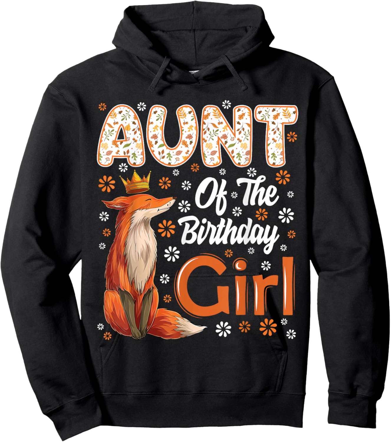 Aunt Fox Animal Lovers Birthday Girl Fox B-day Family Hoodie - Hoodie | Black