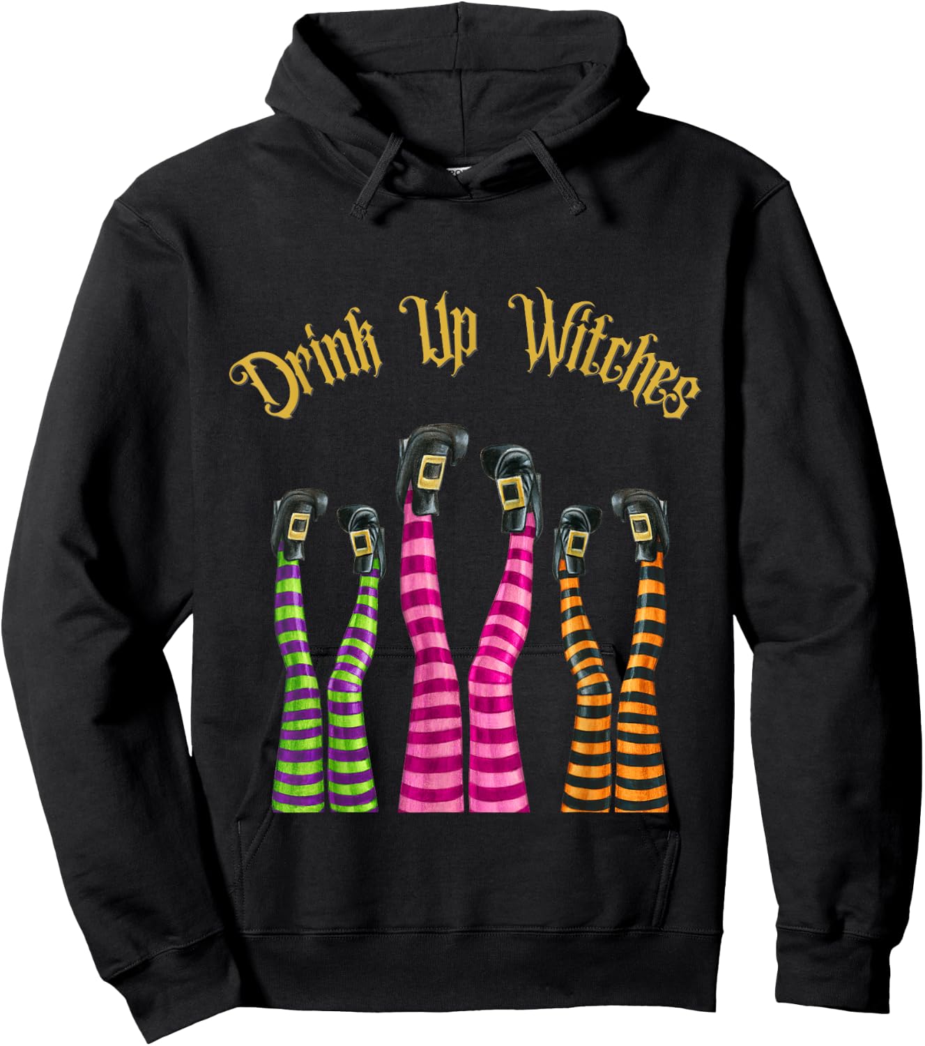 Drink Up Witches Funny Witch Legs In The Air Halloween Party Hoodie - Hoodie | Black