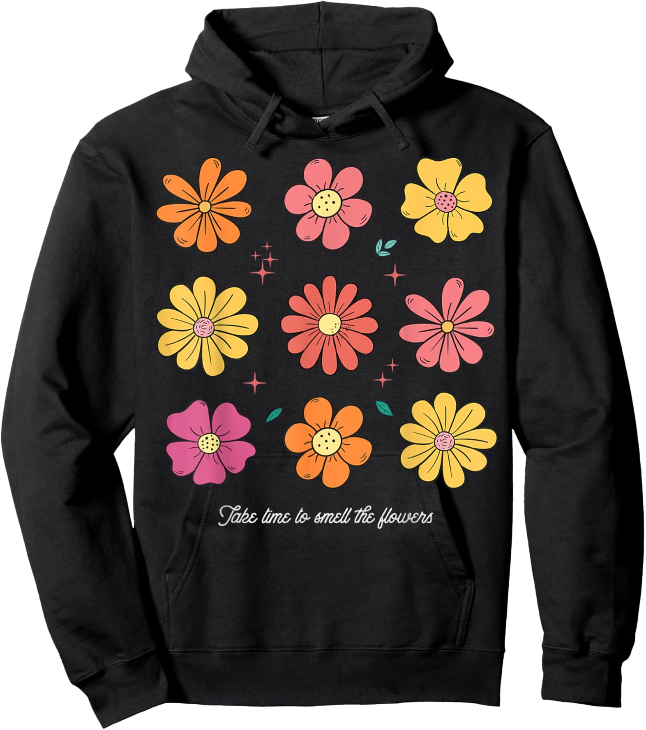 Summer FLoral Take time to smell the flowers Boho Flower Men Women Kids Hoodie - Hoodie | Black