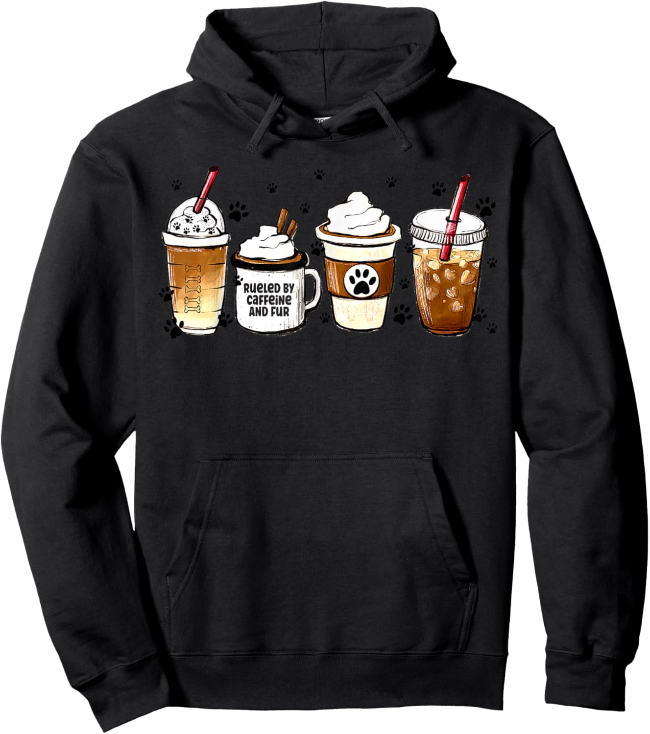 Fueled By Caffeine & Fur Coffee Lover Veterinarian Vet Tech Hoodie - Hoodie | Black