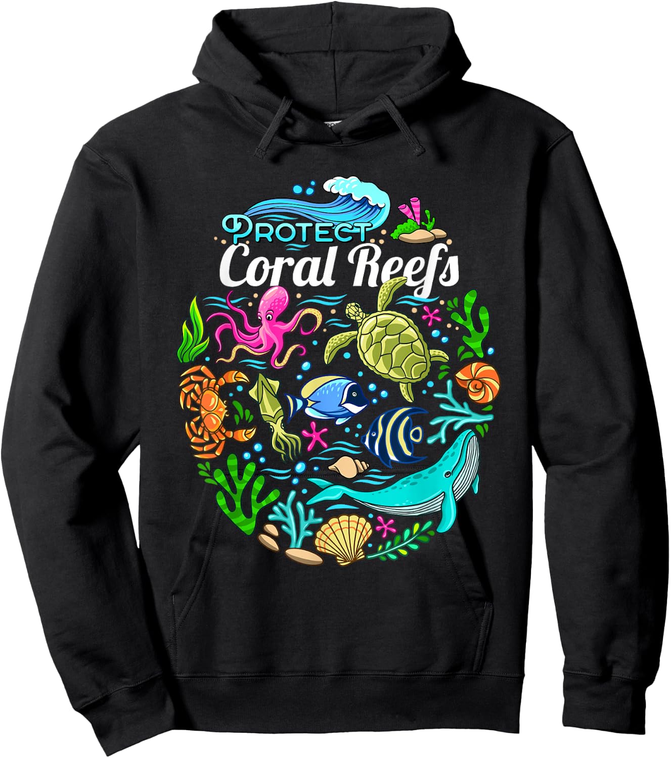 Ocean Lover Gift Men Women Kids Sea Life Protect Coral Reefs Hoodie - Hoodie | Black