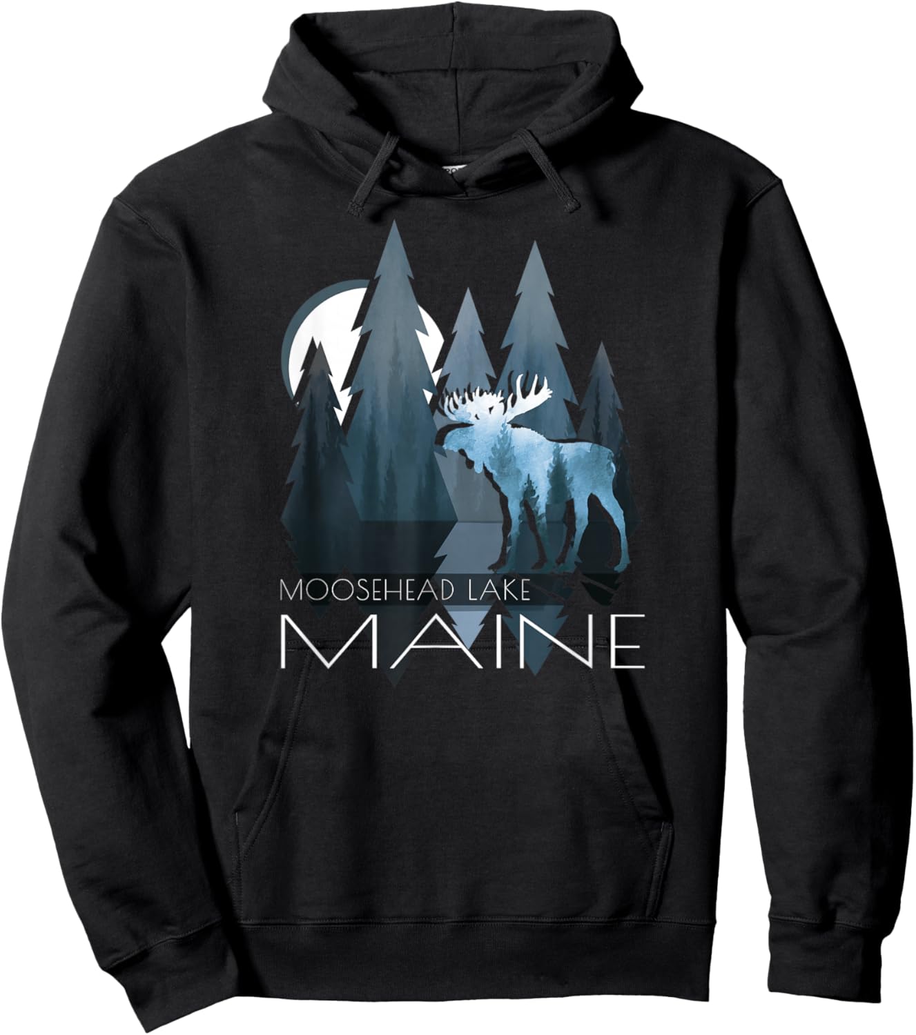 Maine - Moosehead Lake - Piscataquis - Moose In Forest Hoodie - Hoodie | Black