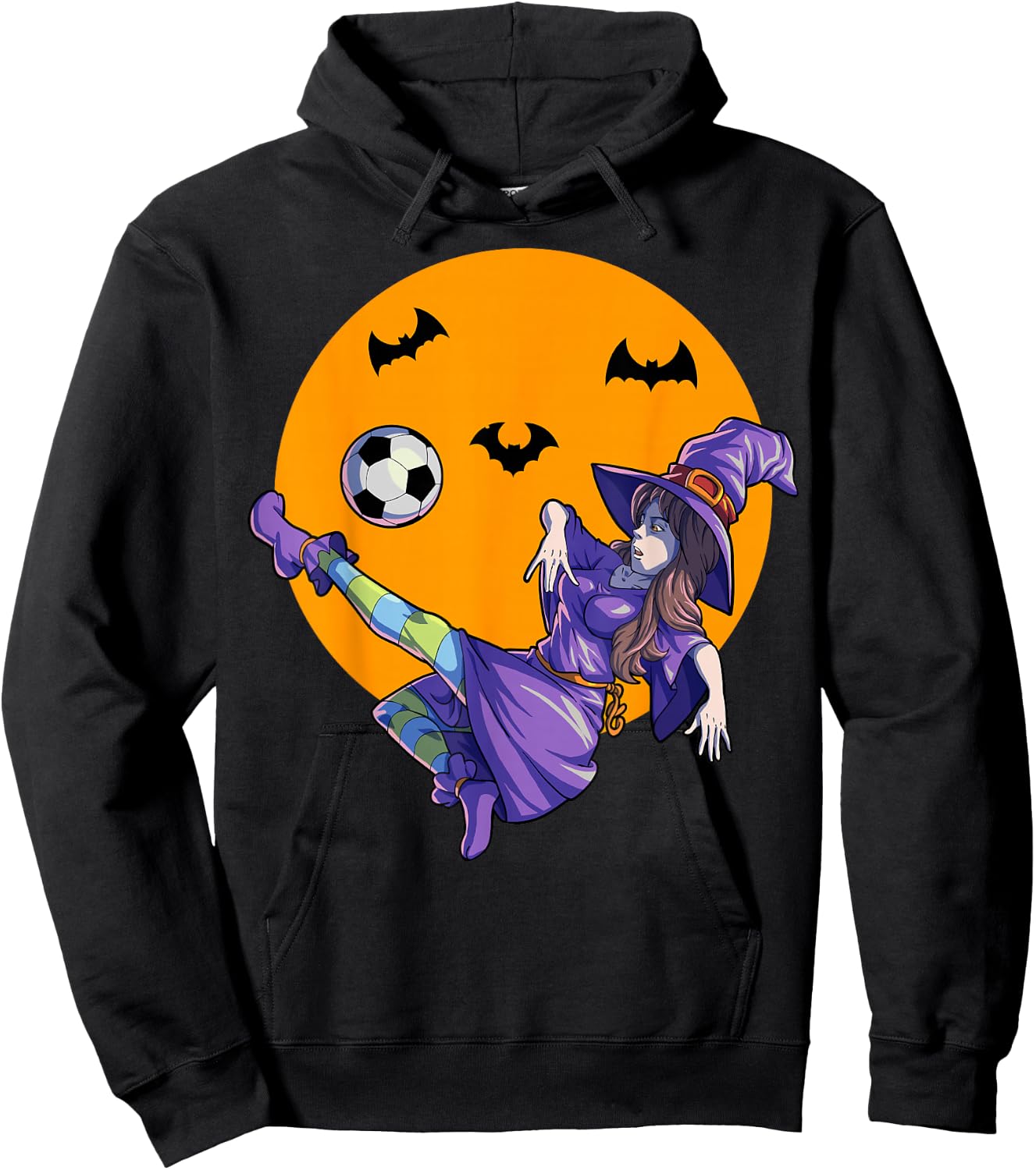 Soccer Witch Halloween Women Girls Soccer Halloween Hoodie - Hoodie | Black