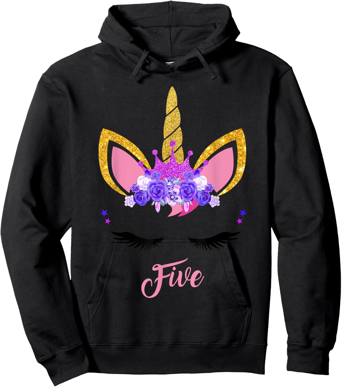5 Years Old Unicorn Birthday Girl 5th Birthday Unicorn Hoodie - Hoodie | Black