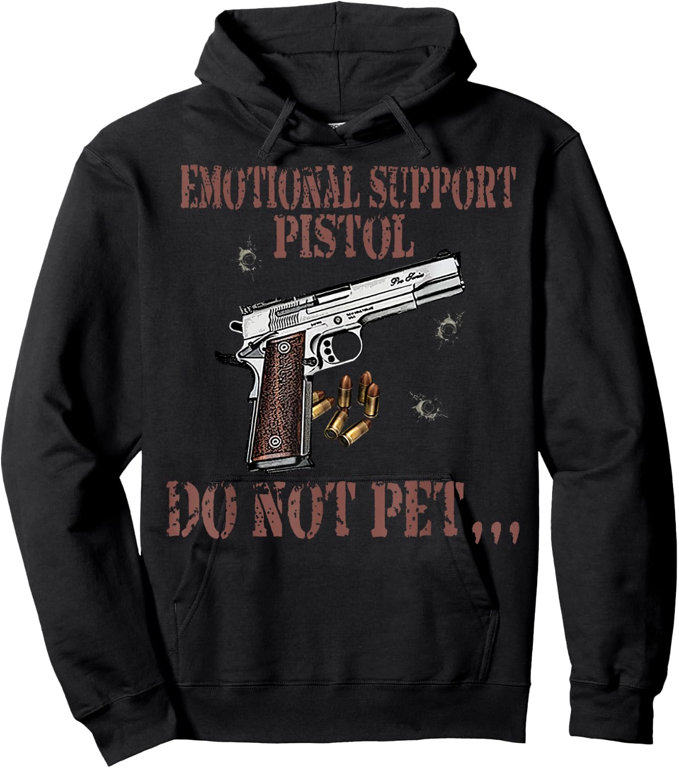 Emotional Support Pistol Do Not Pet Apparel Firearm Gun Hoodie - Hoodie | Black